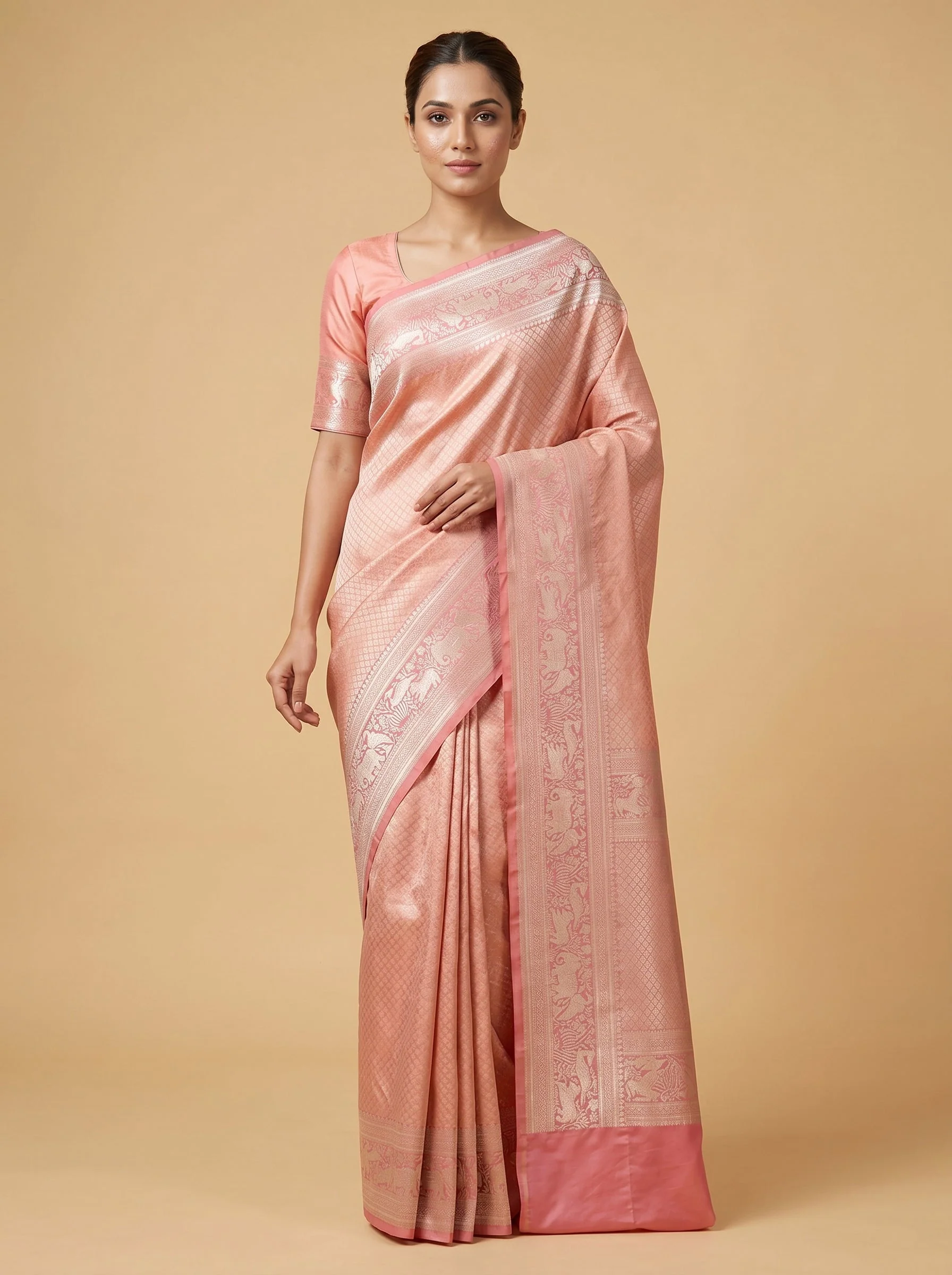 Gazri Vibrant Tone Handloom Saree