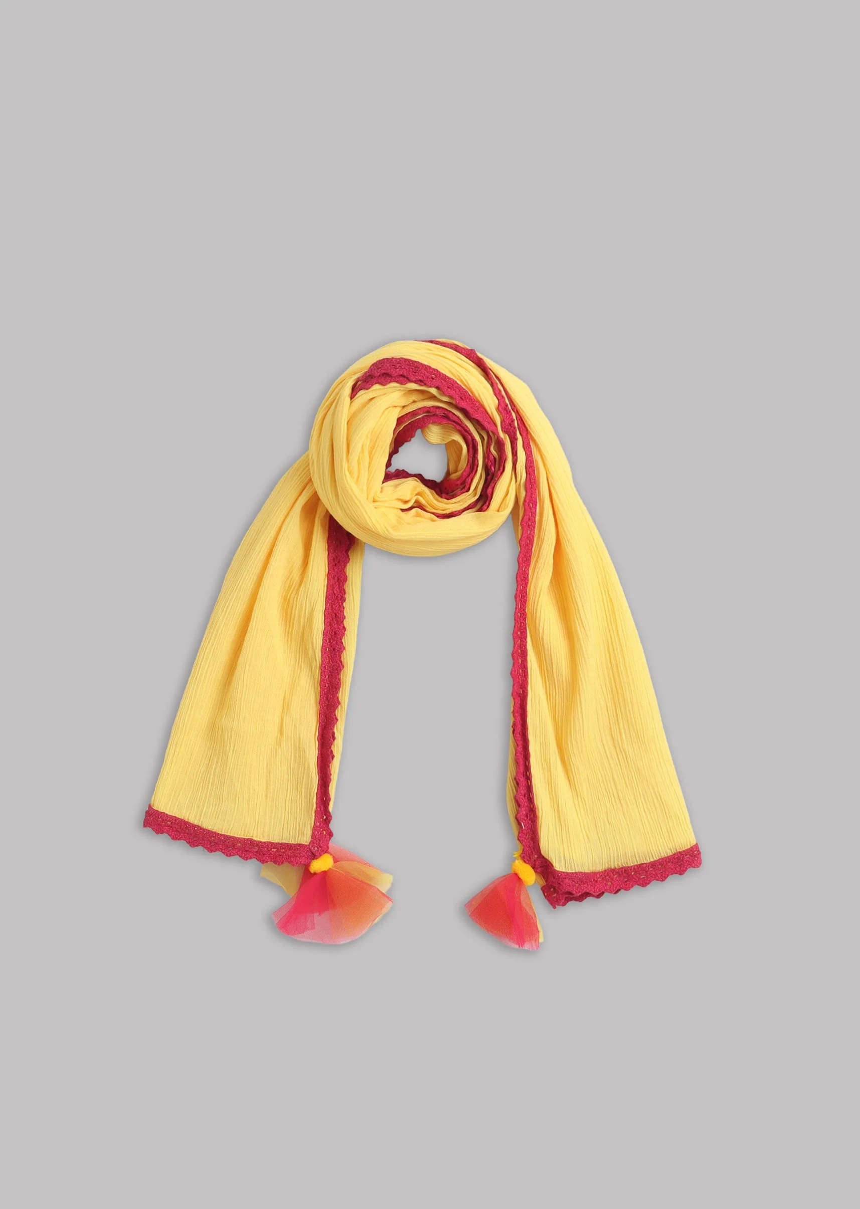 Girls Red And Yellow Salwar Kameez With Dupatta - Image 7