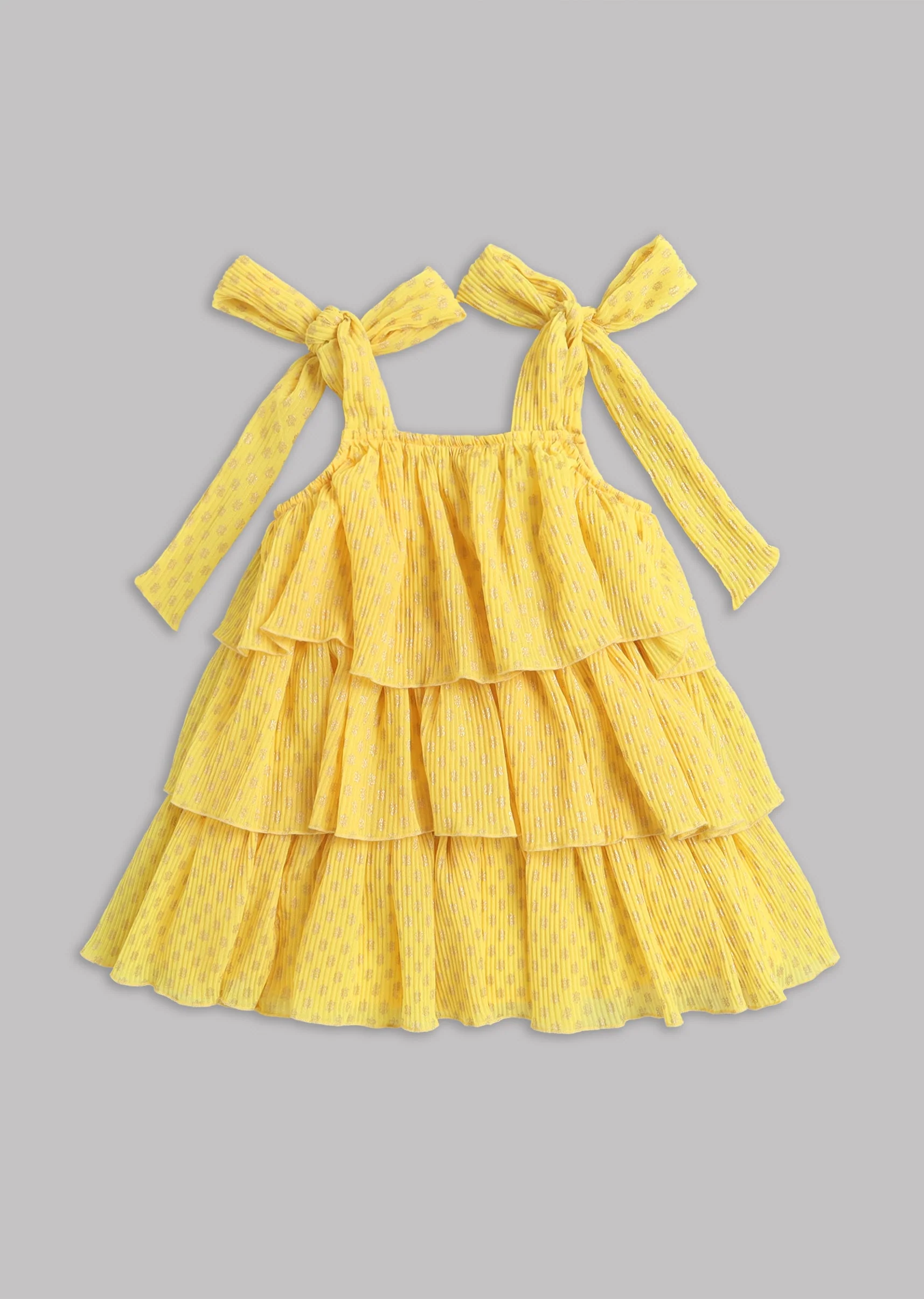 Girls Yellow Printed Salwar Kameez - Image 3