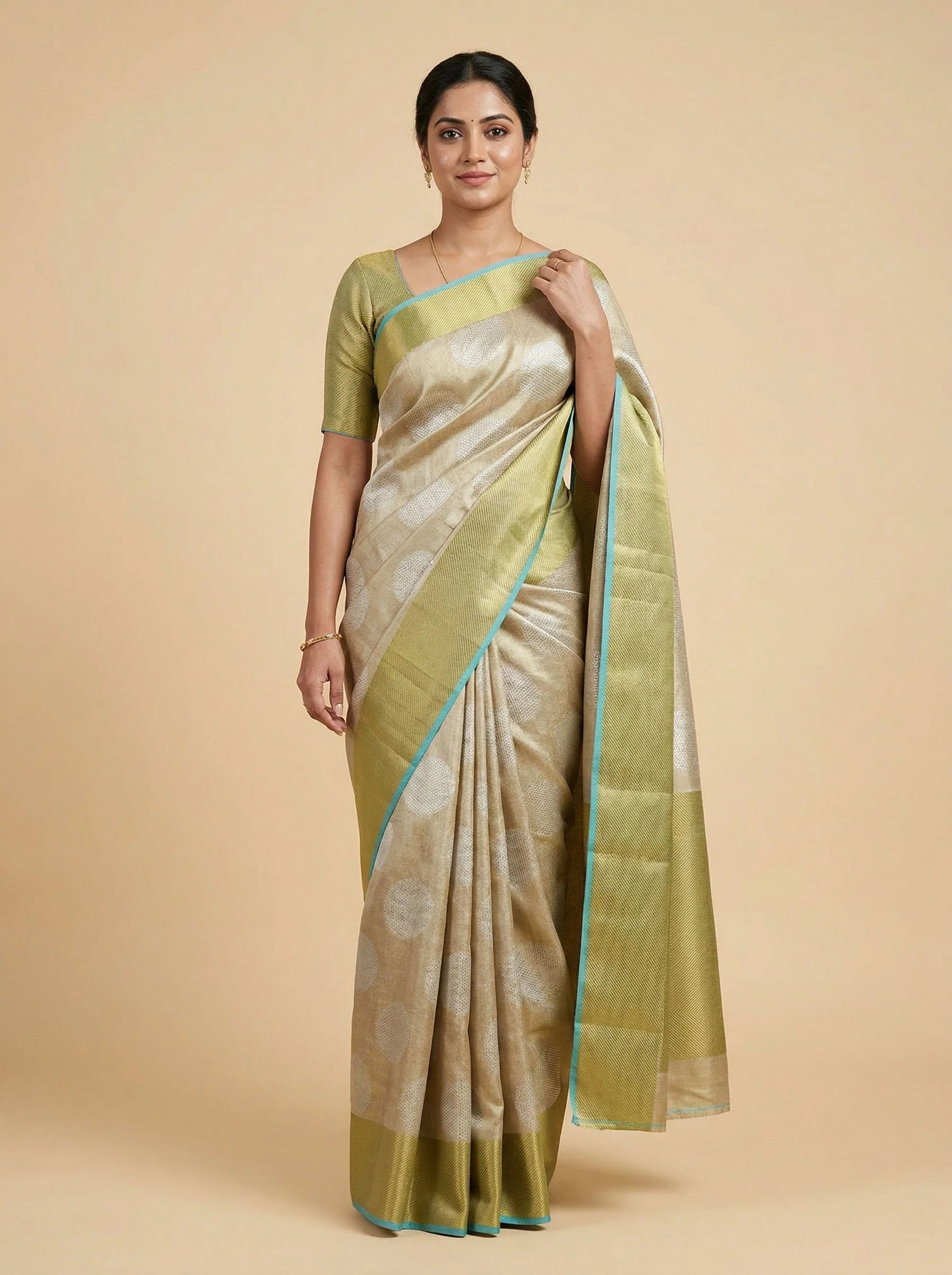 Glacial Silver Aqua Handloom Saree