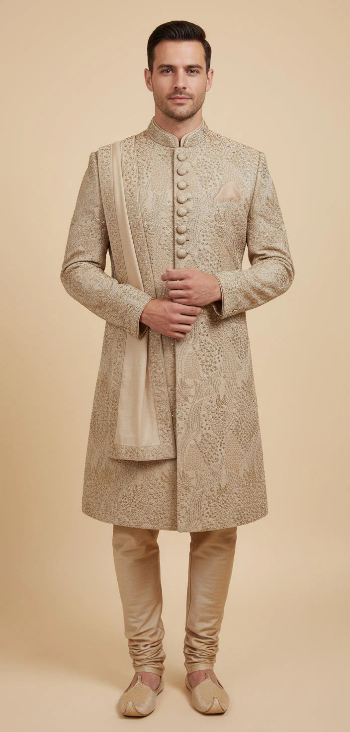 Gold Classic Sherwani - Image 2