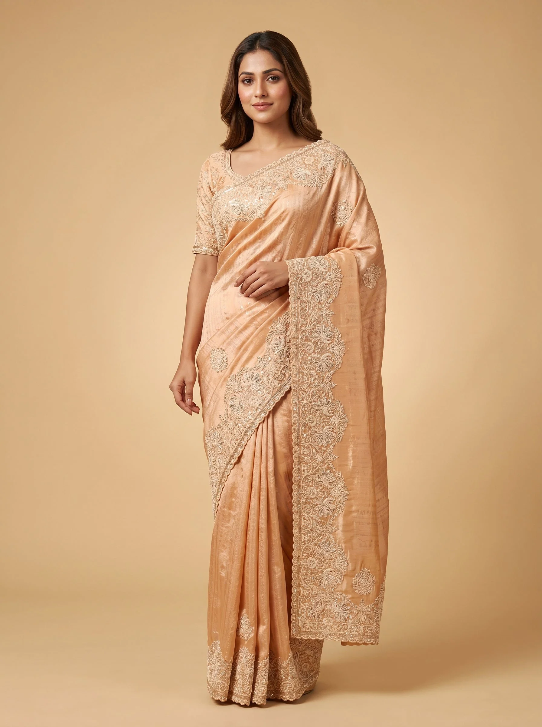 Gold Embroidered Saree with Opulent Work