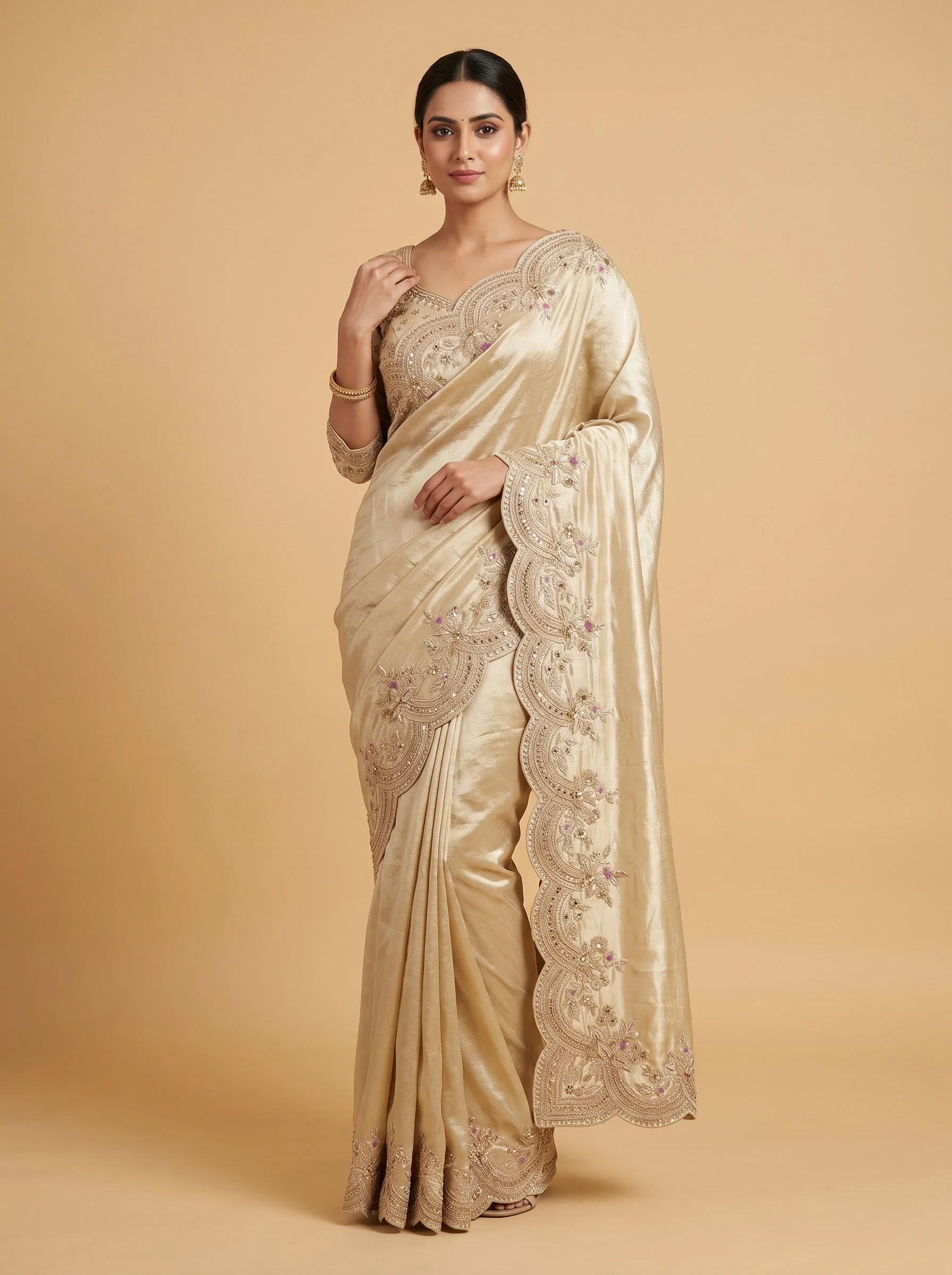 Gold Embroidered Saree with Rich Detailing