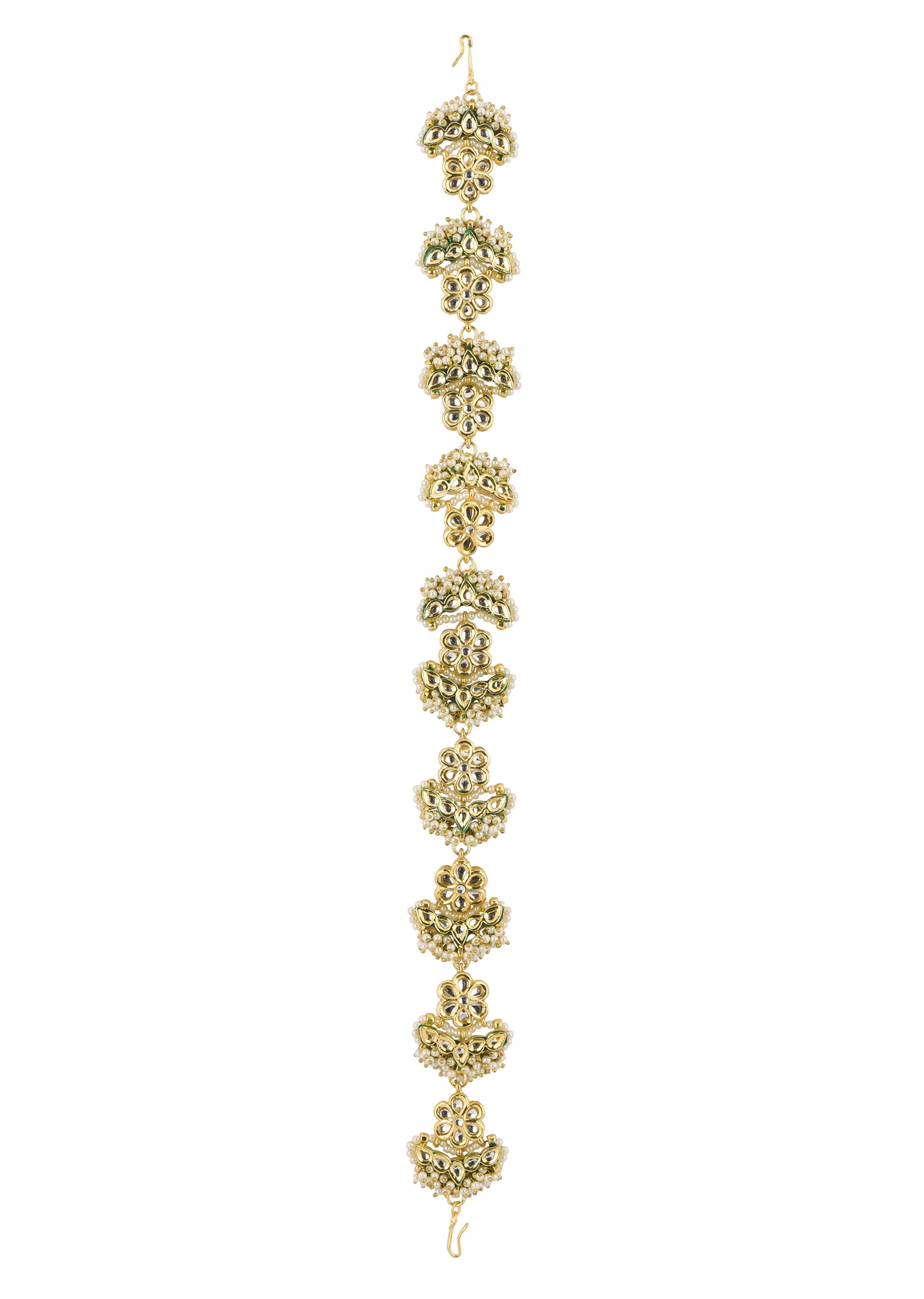 Gold Finish Kundan Studded Mathapatti In Mix Metal - Image 2