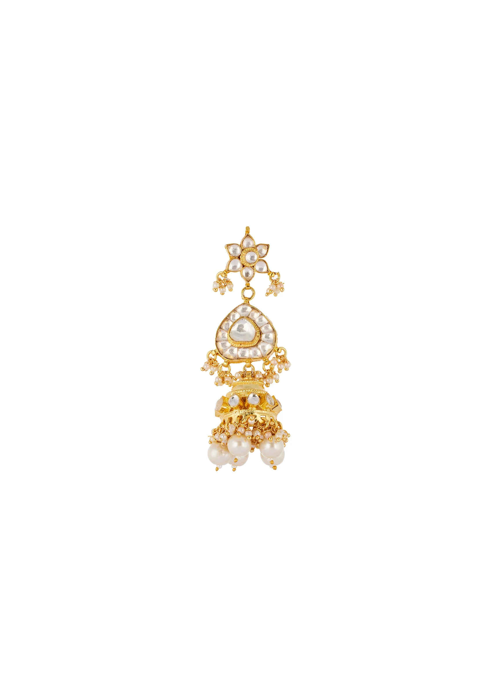 Gold Finish Necklace Set In Kundan Detail Work - Image 5