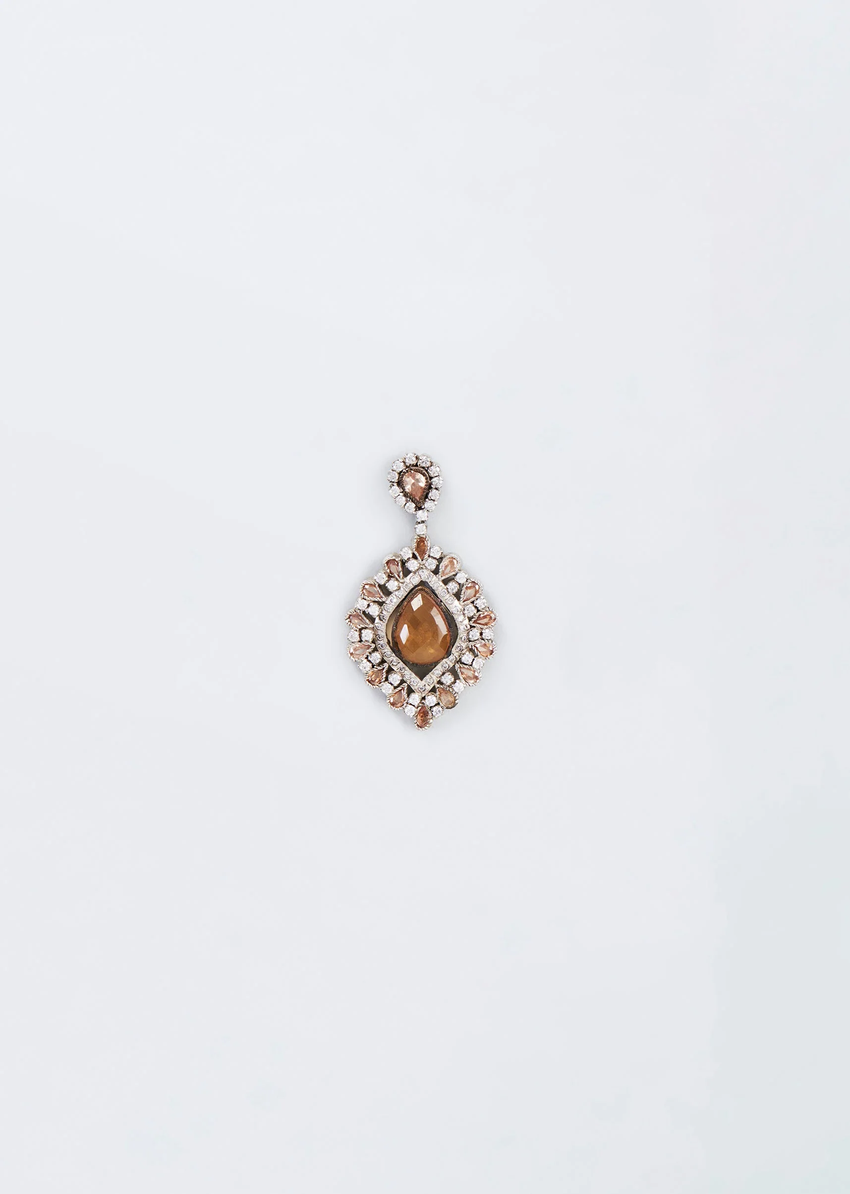 Gold Finish Stone Dangler Earrings - Image 2