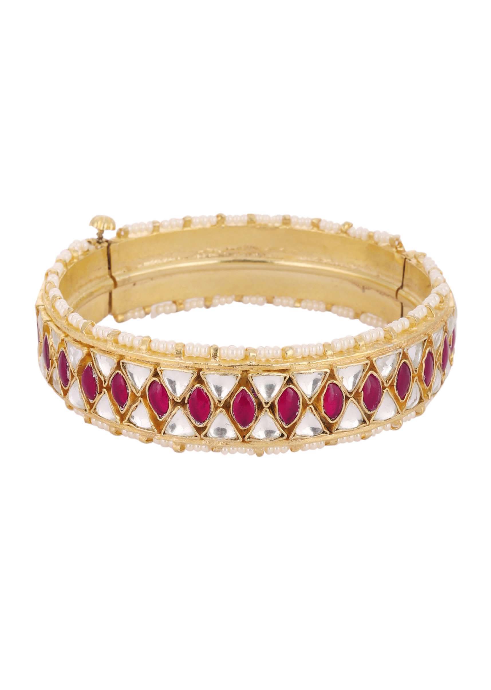 Gold Finished Kundan Polki Bangles - Image 3