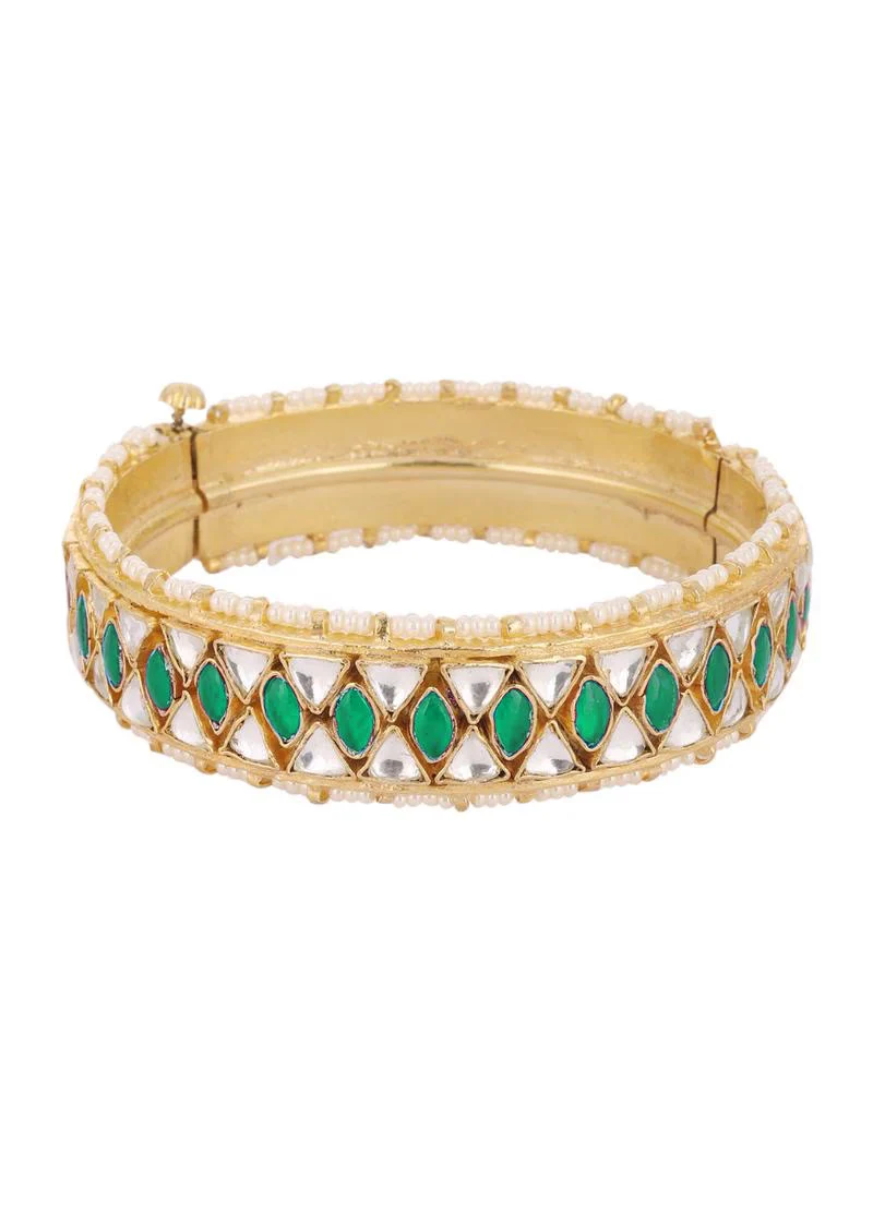 Gold Finished Kundan Polki Bangles - Image 9