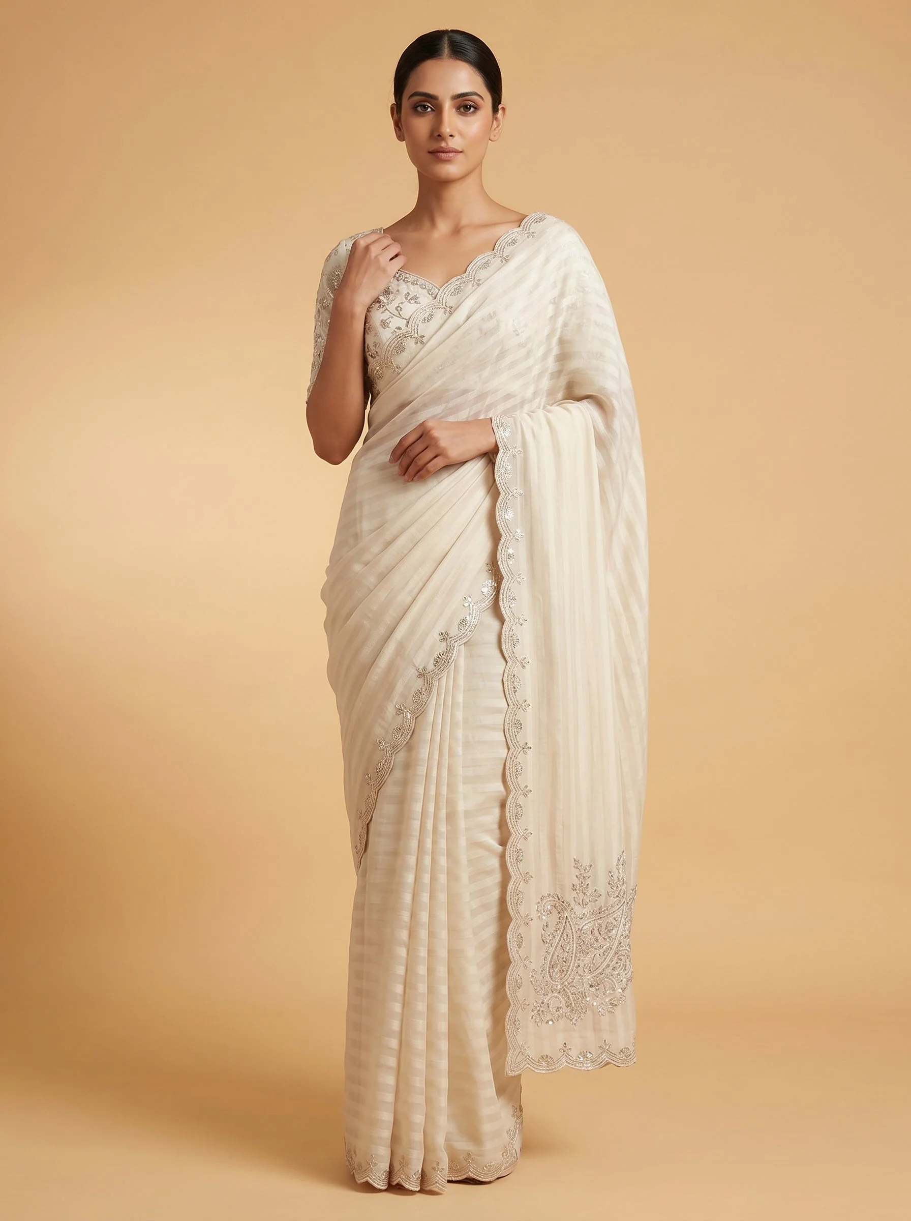 Gold Gilded Charm Embroidered Saree