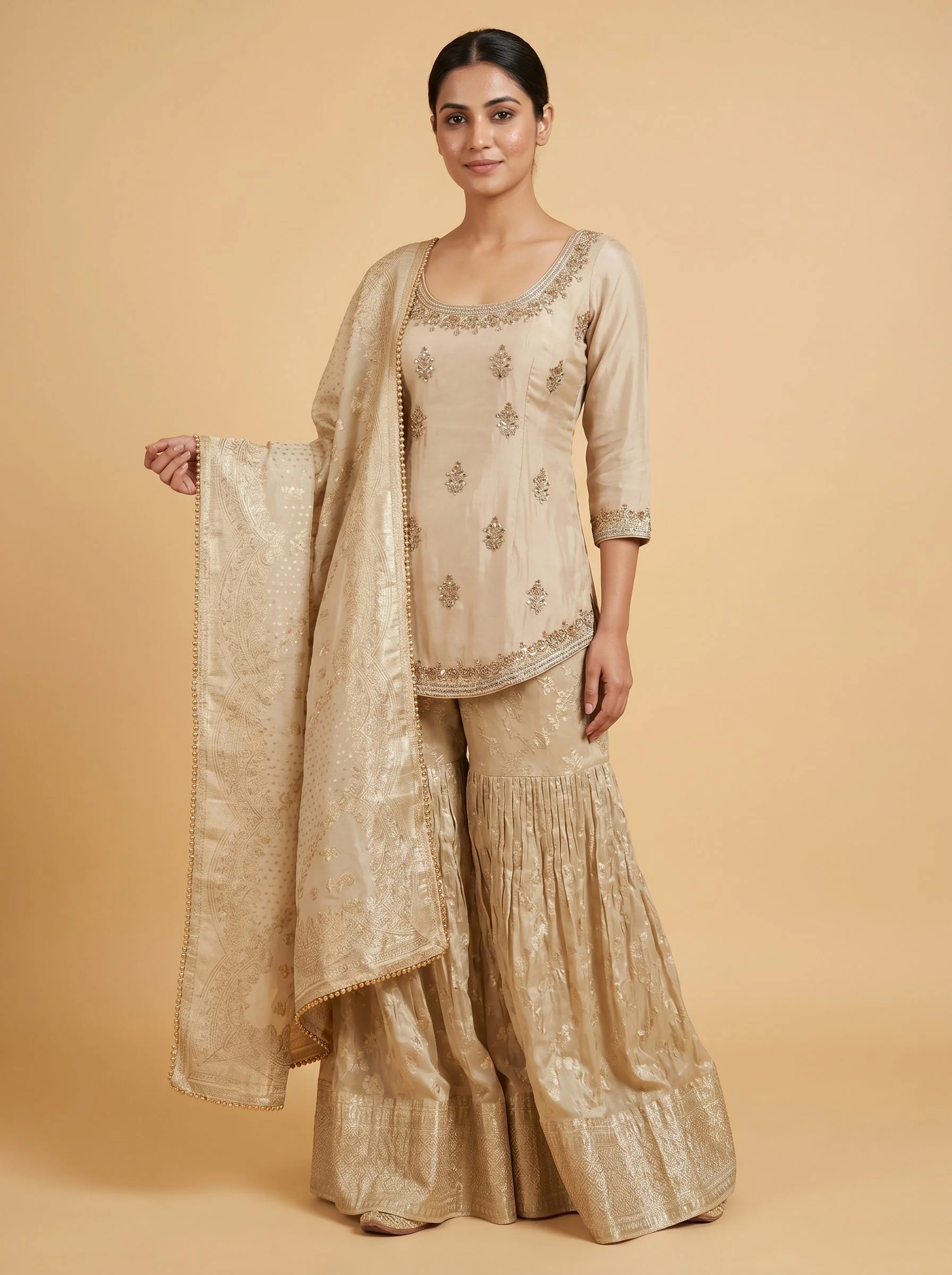 Gold Gleam Sharara Set