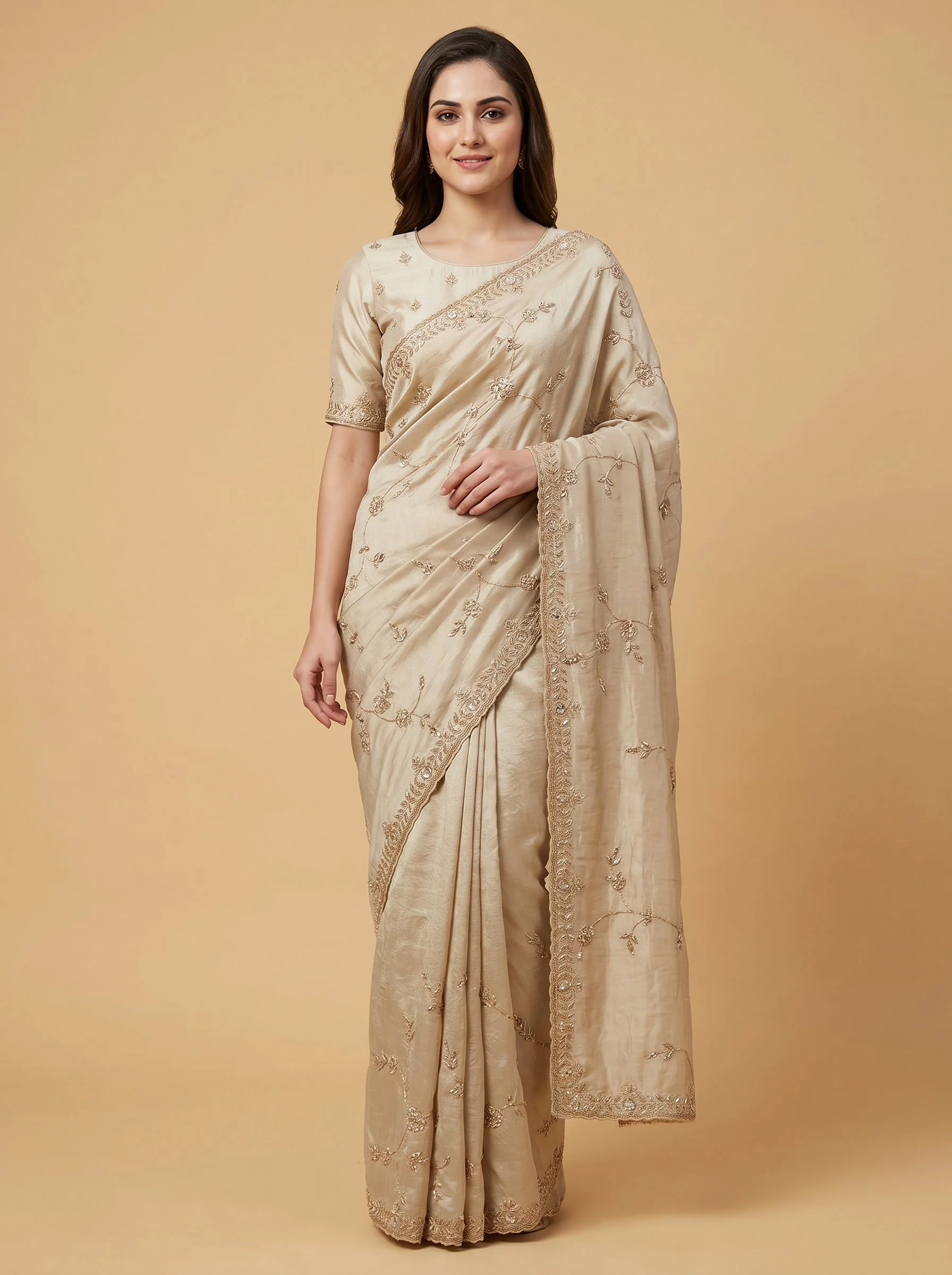 Gold Grandeur Embroidered Saree