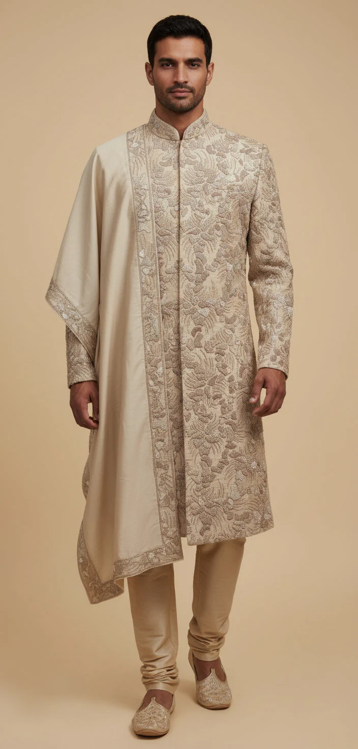 Gold Groom Sherwani - Image 2