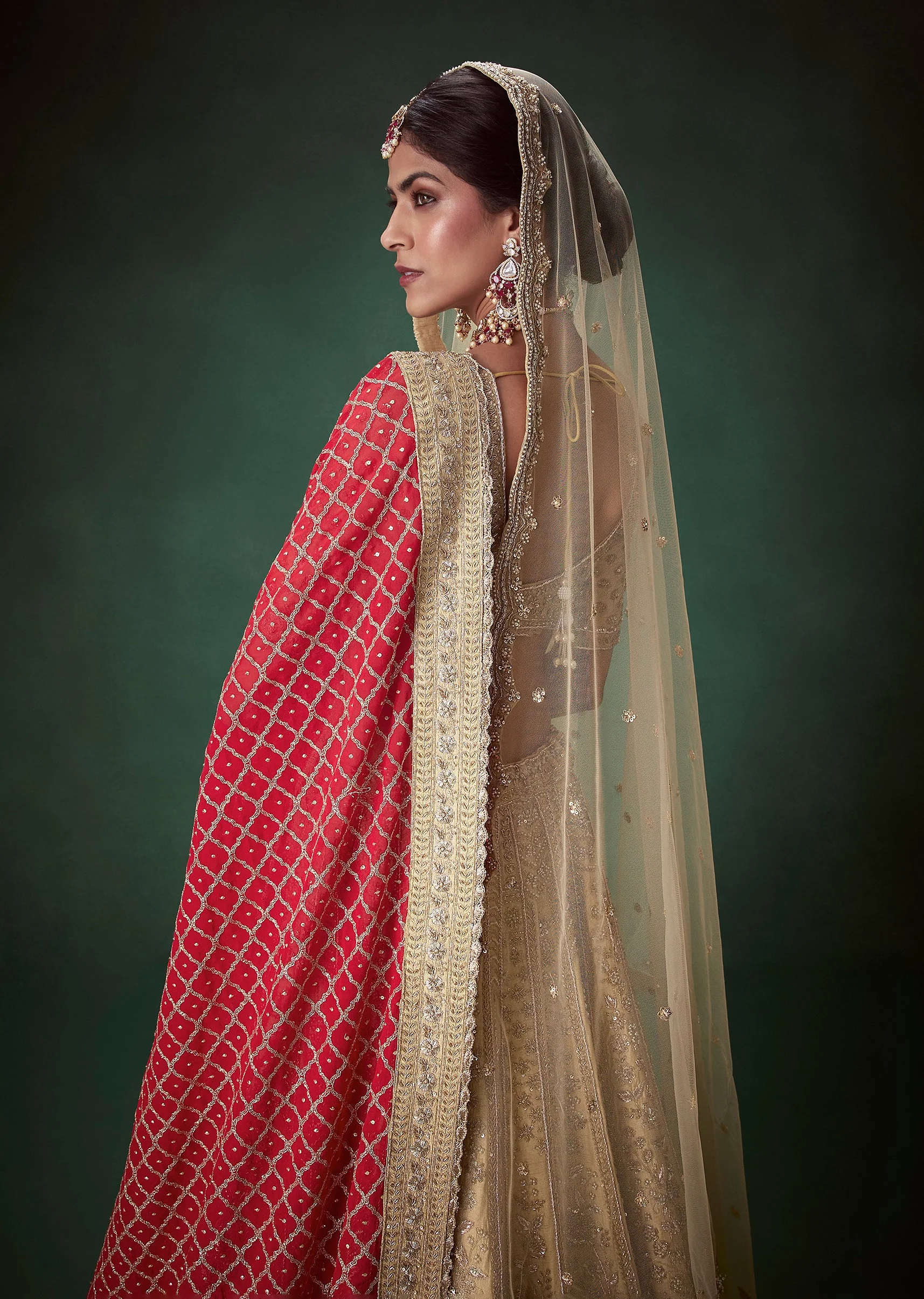 Gold Heavy Embroidered Bridal Lehenga Set - Image 6