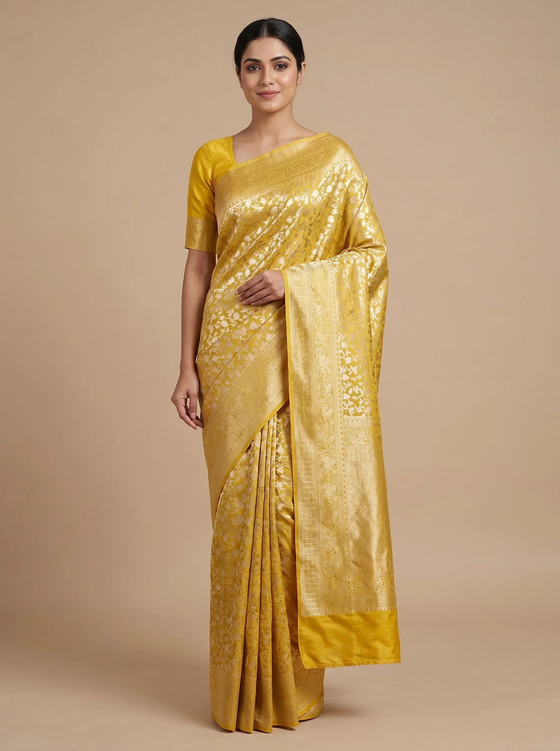 Gold Imperial Loom Handloom Saree
