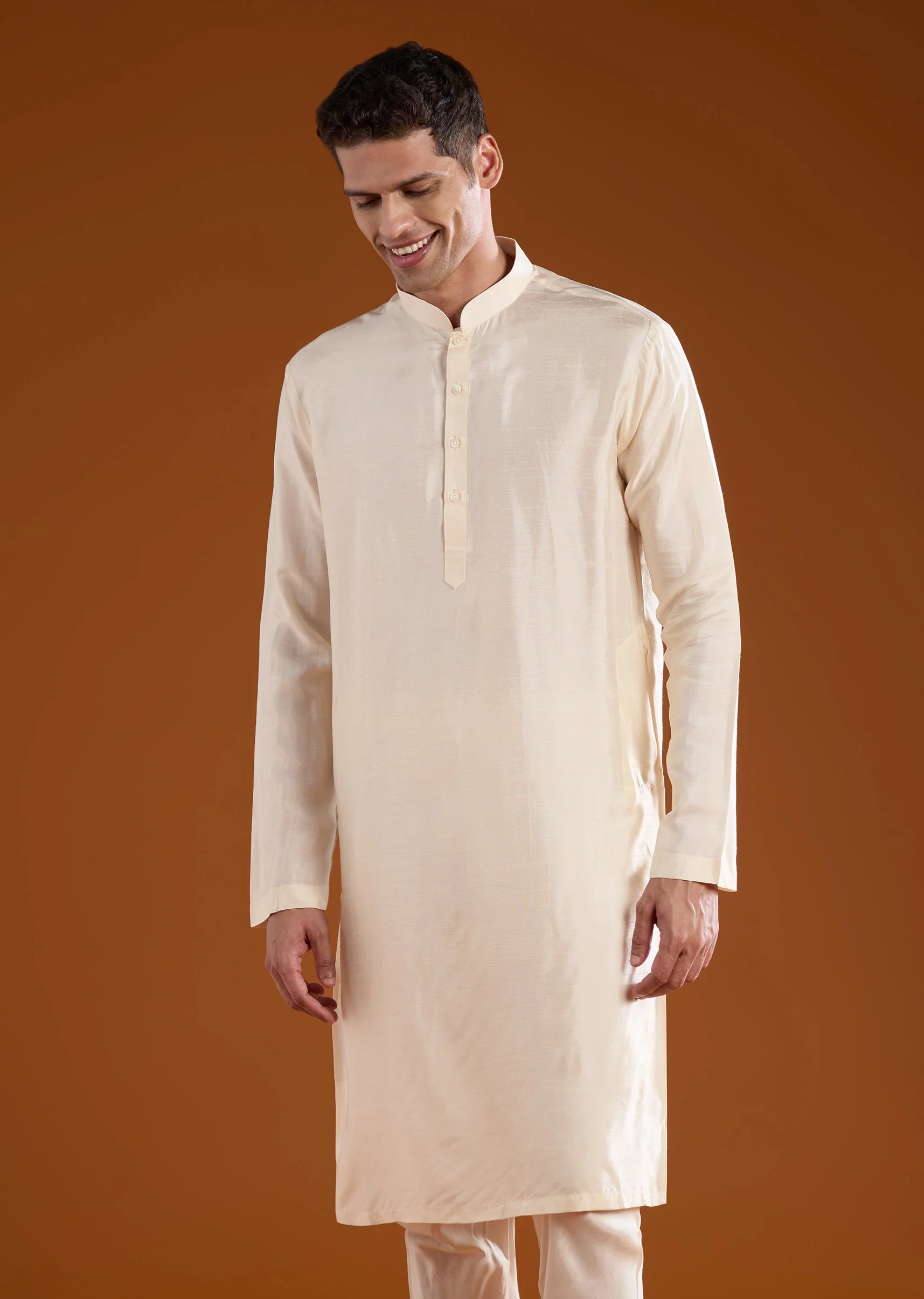 Gold Jacquard Sherwani Kurta Set - Image 6