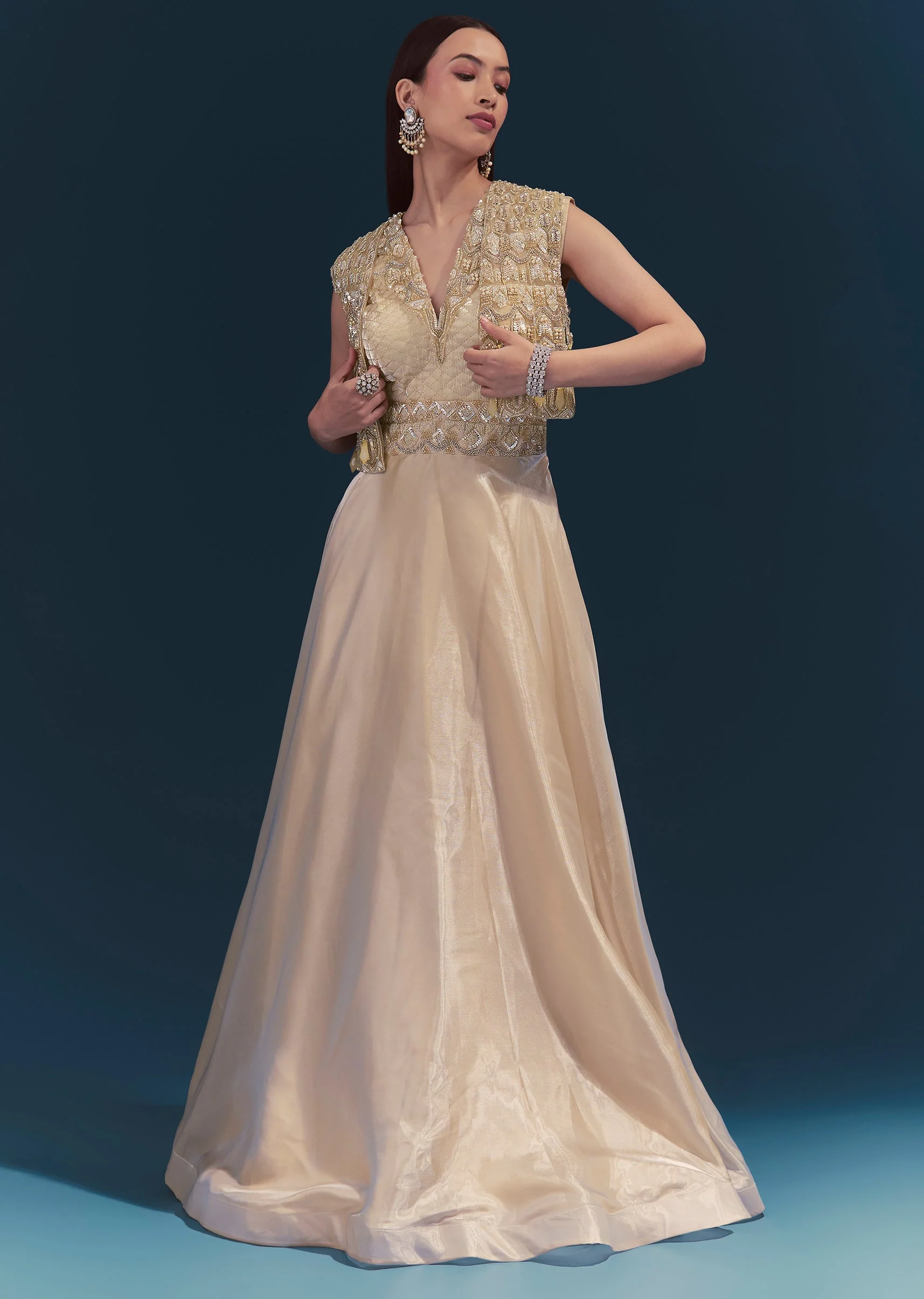 Gold Jumpsuit With Jacket - Image 4