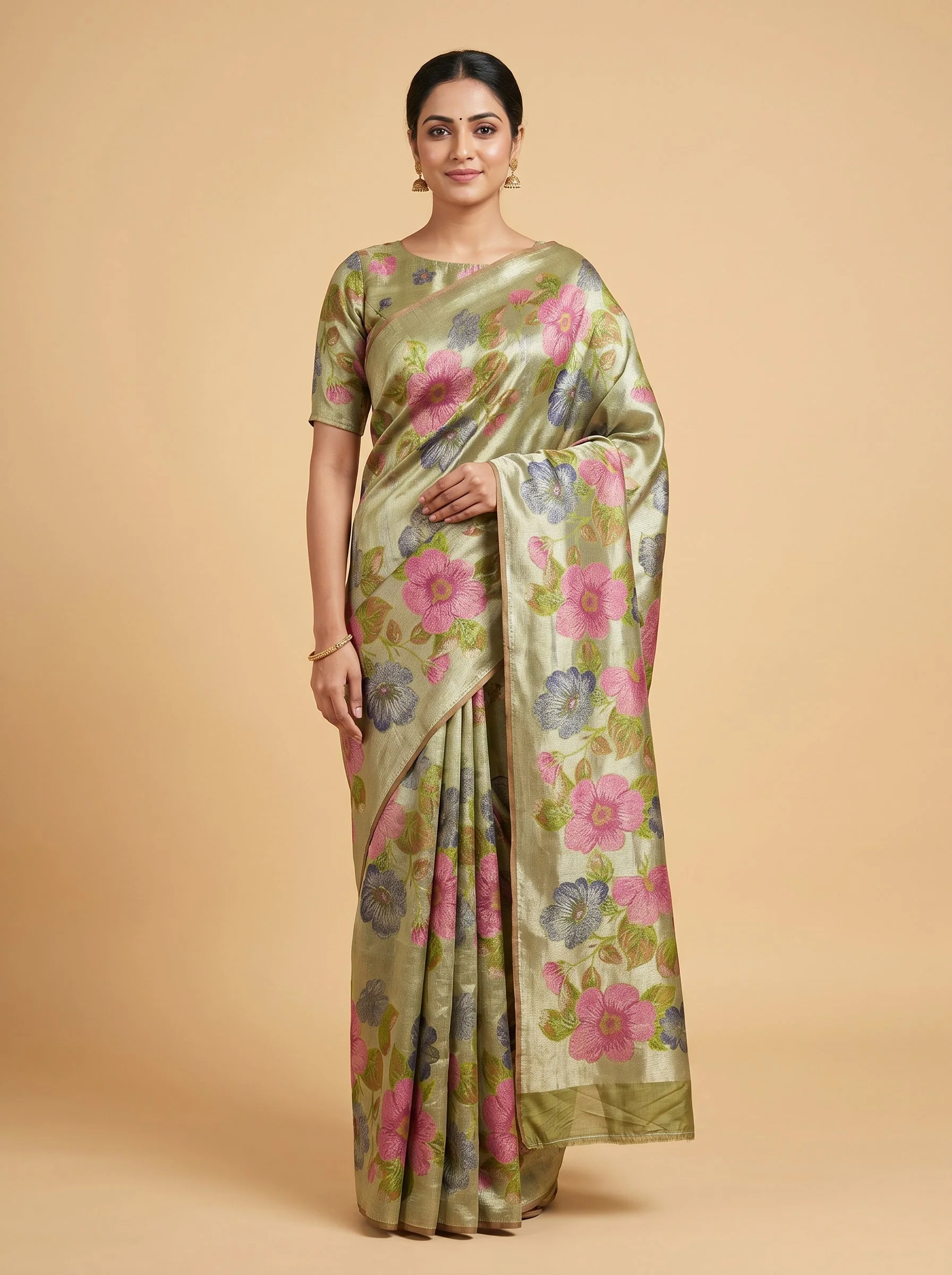 Gold Linen Handloom Saree