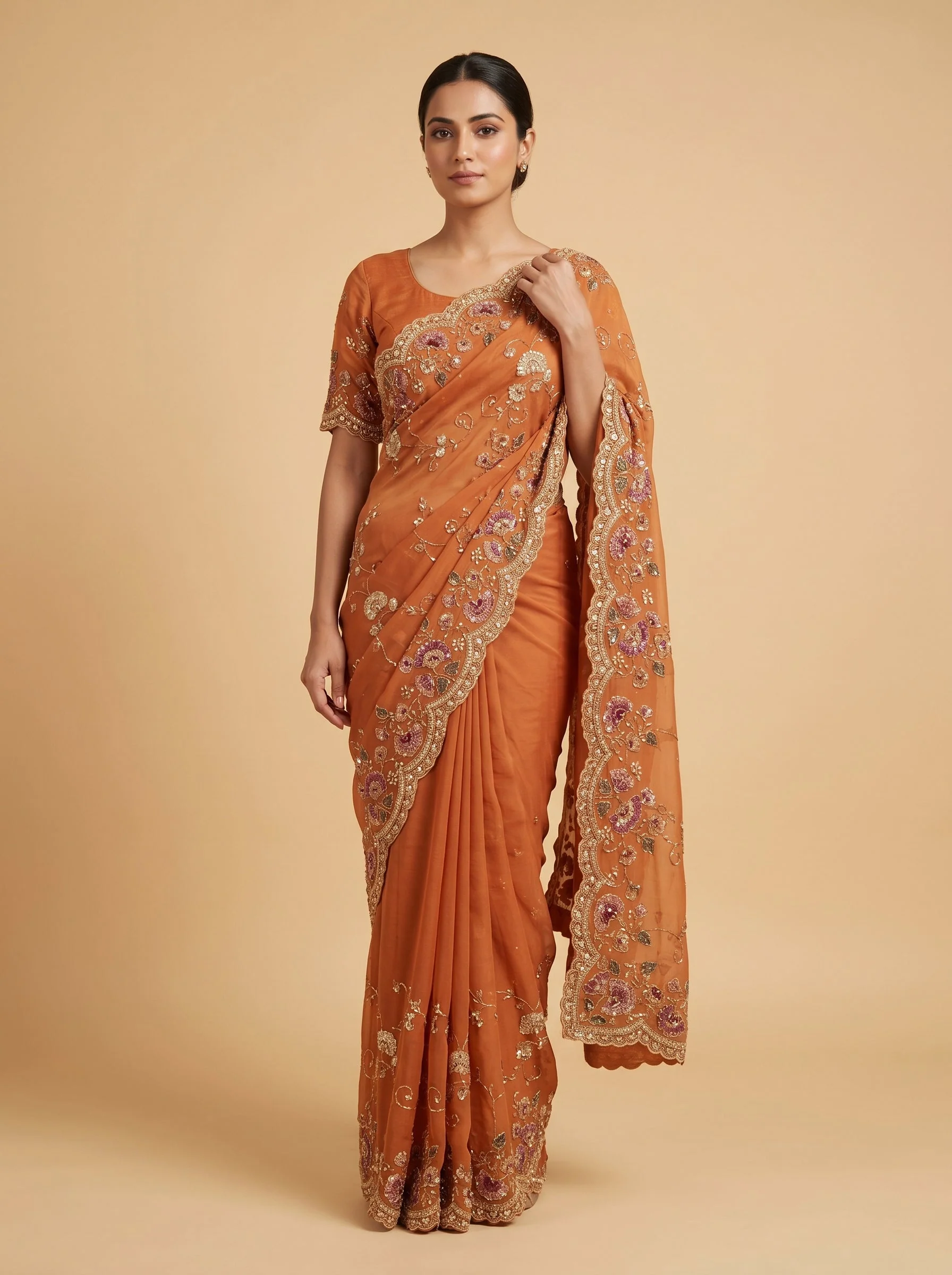 Gold Luxe Detailing Embroidered Saree