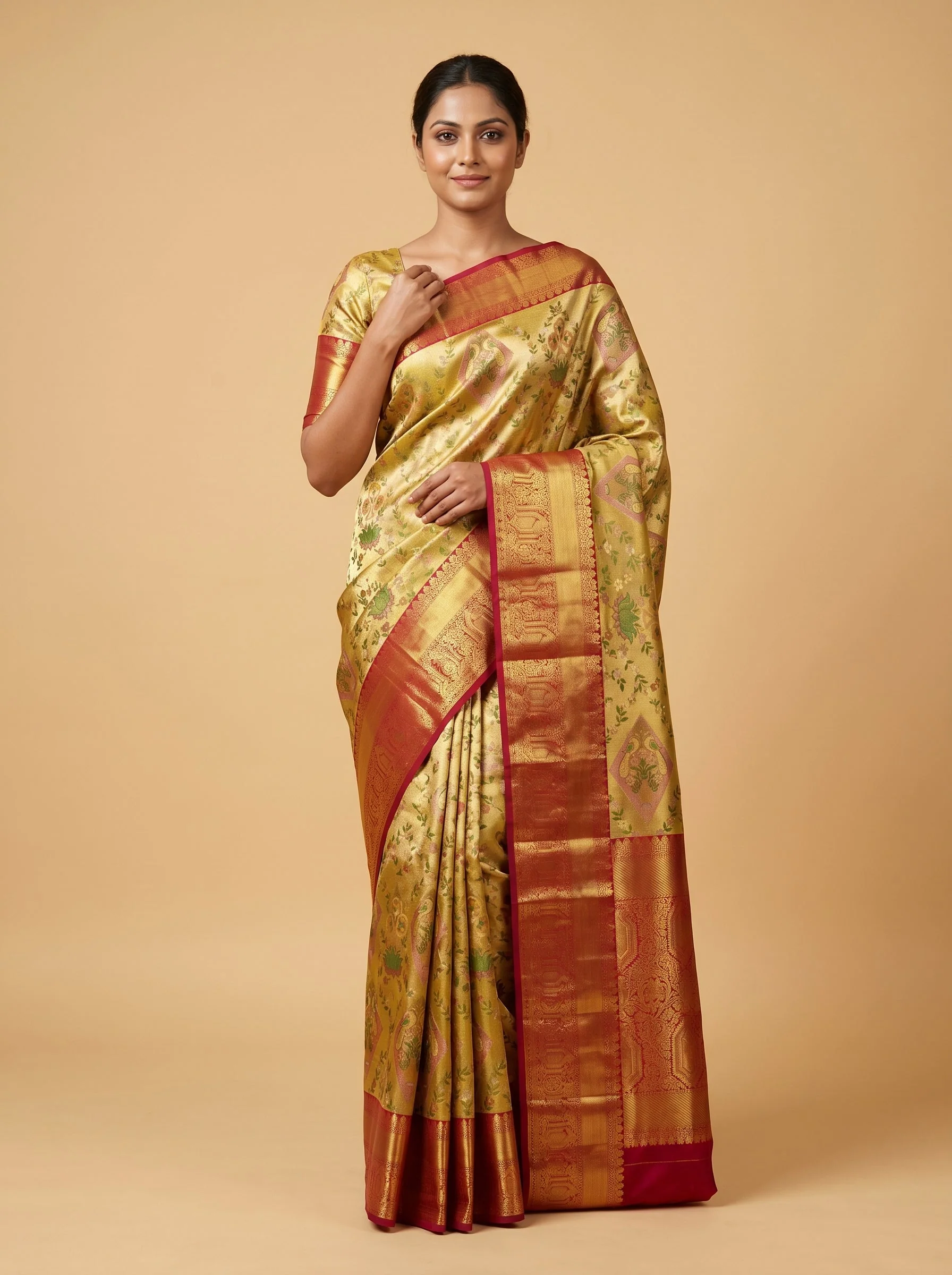 Gold Maroon Elegance Handloom Saree