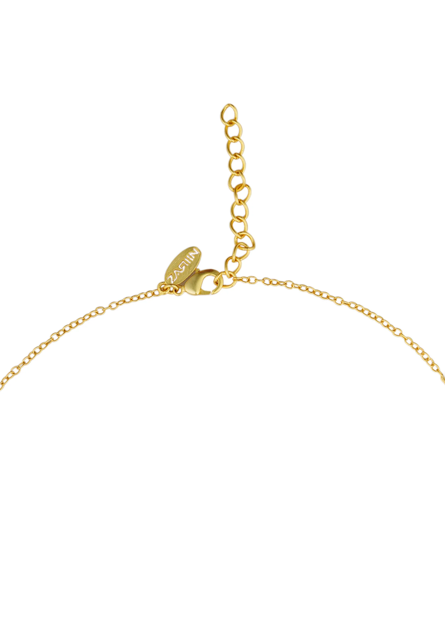 Gold Multi Navratan Lariat Necklace - Image 4