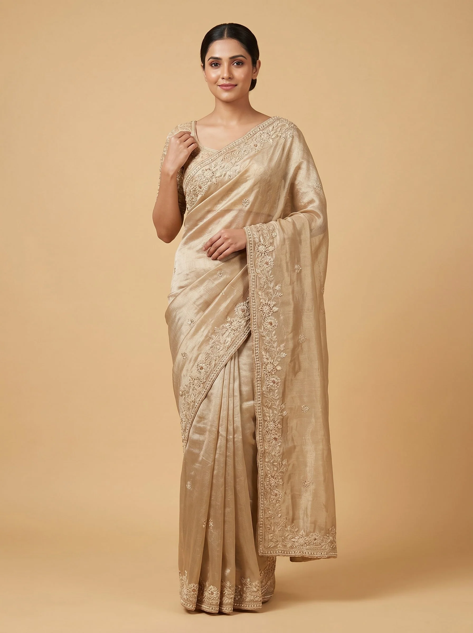 Gold Opulent-Shine Embellished Saree
