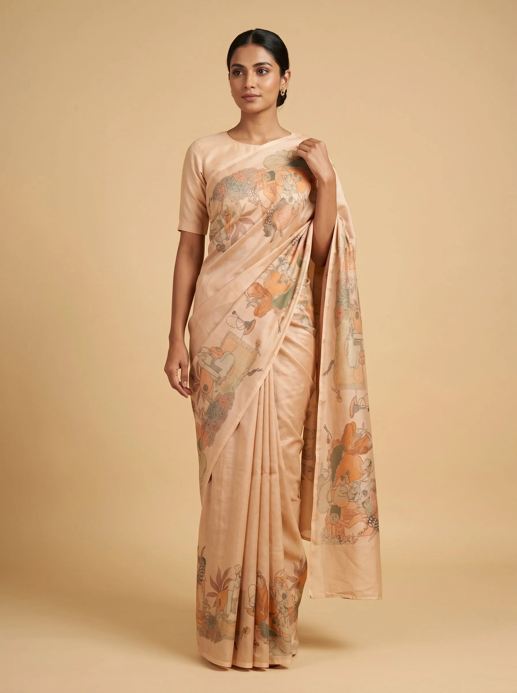 Gold Peach Twin Shade Handloom Saree