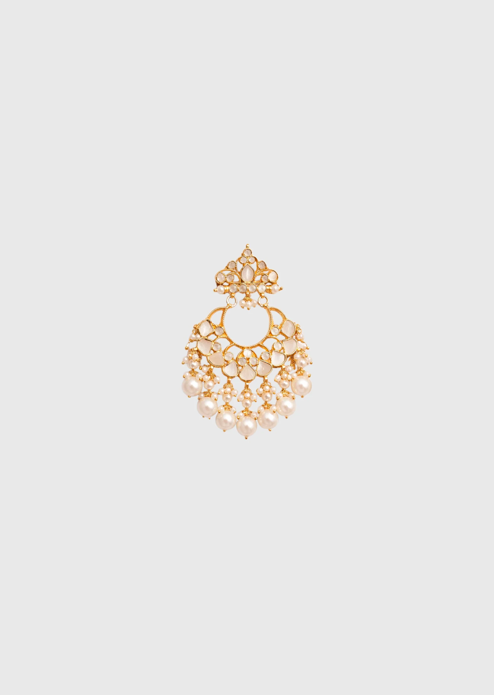 Gold Pearl Statement Earrings - Image 3