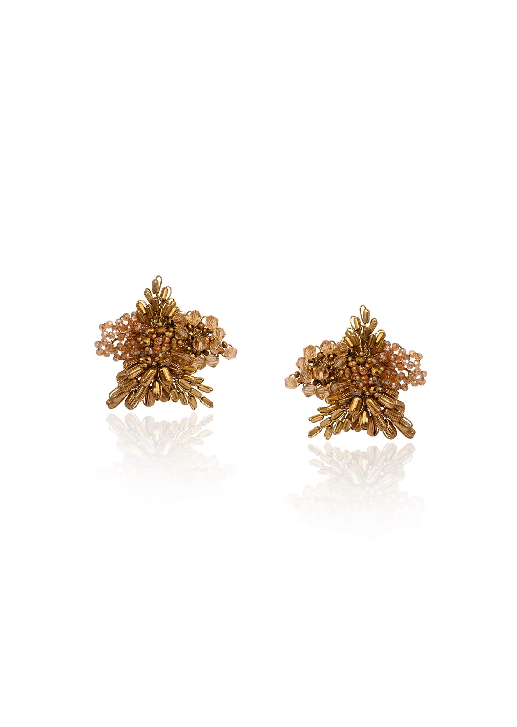 Gold Plated Metallic Abstart Earrings For Ethnic Wedding Look - Image 3