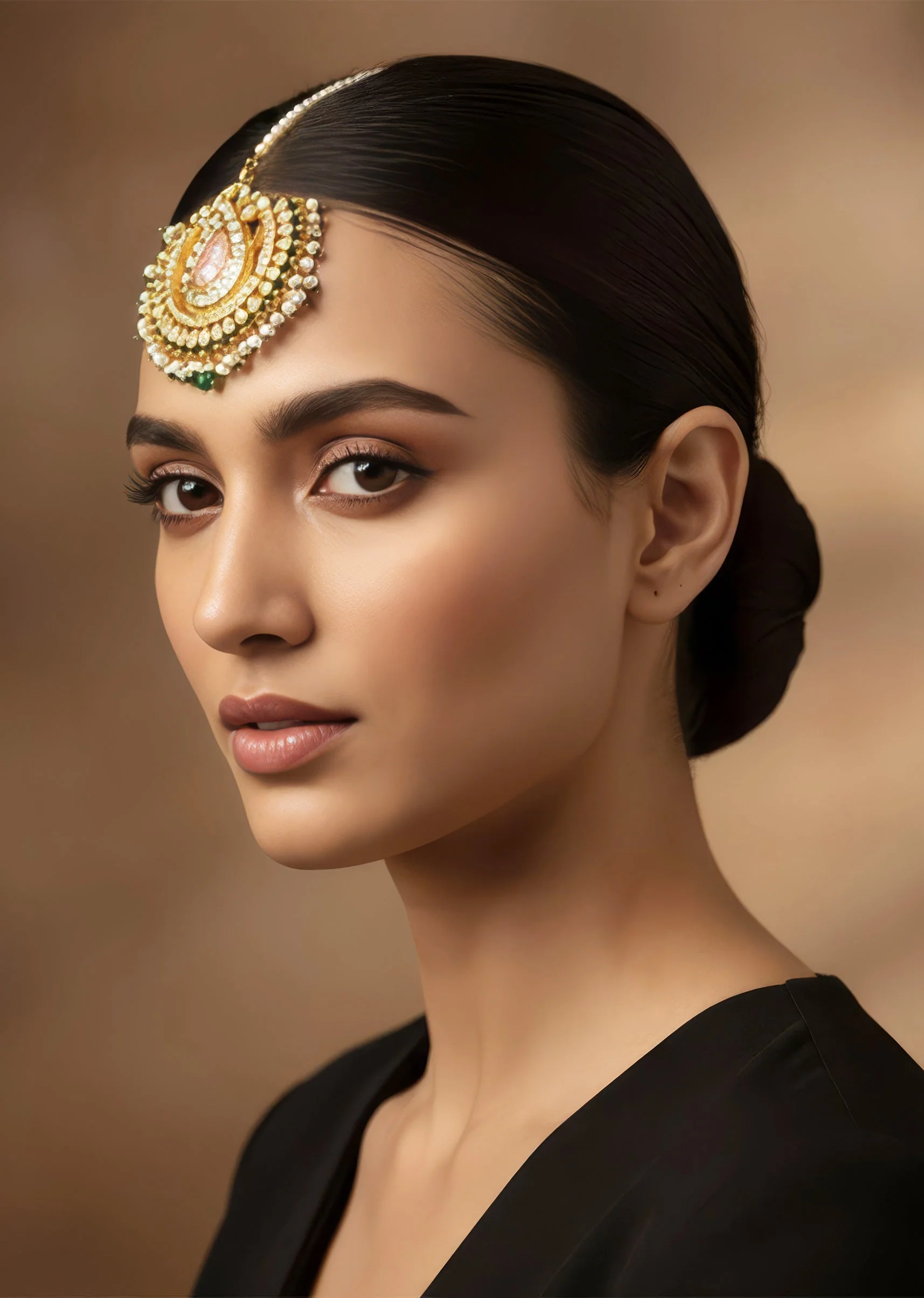 Gold Plated Pink Kundan Polki Maangtikka