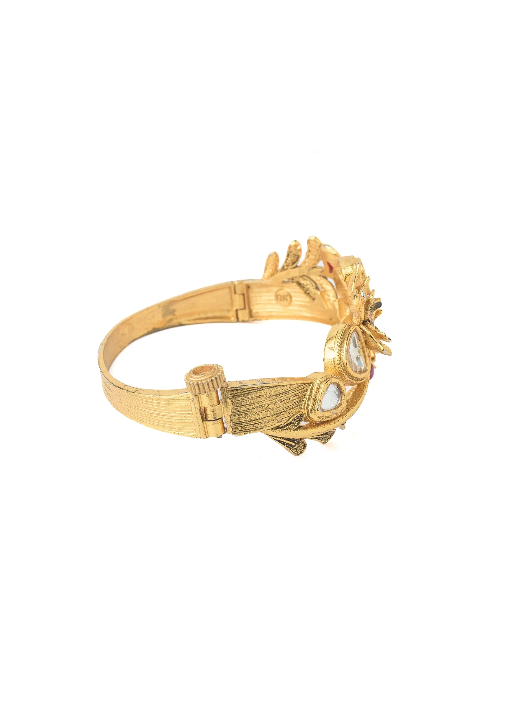 Gold Plated Red Synthetic Stone Kada - Image 3