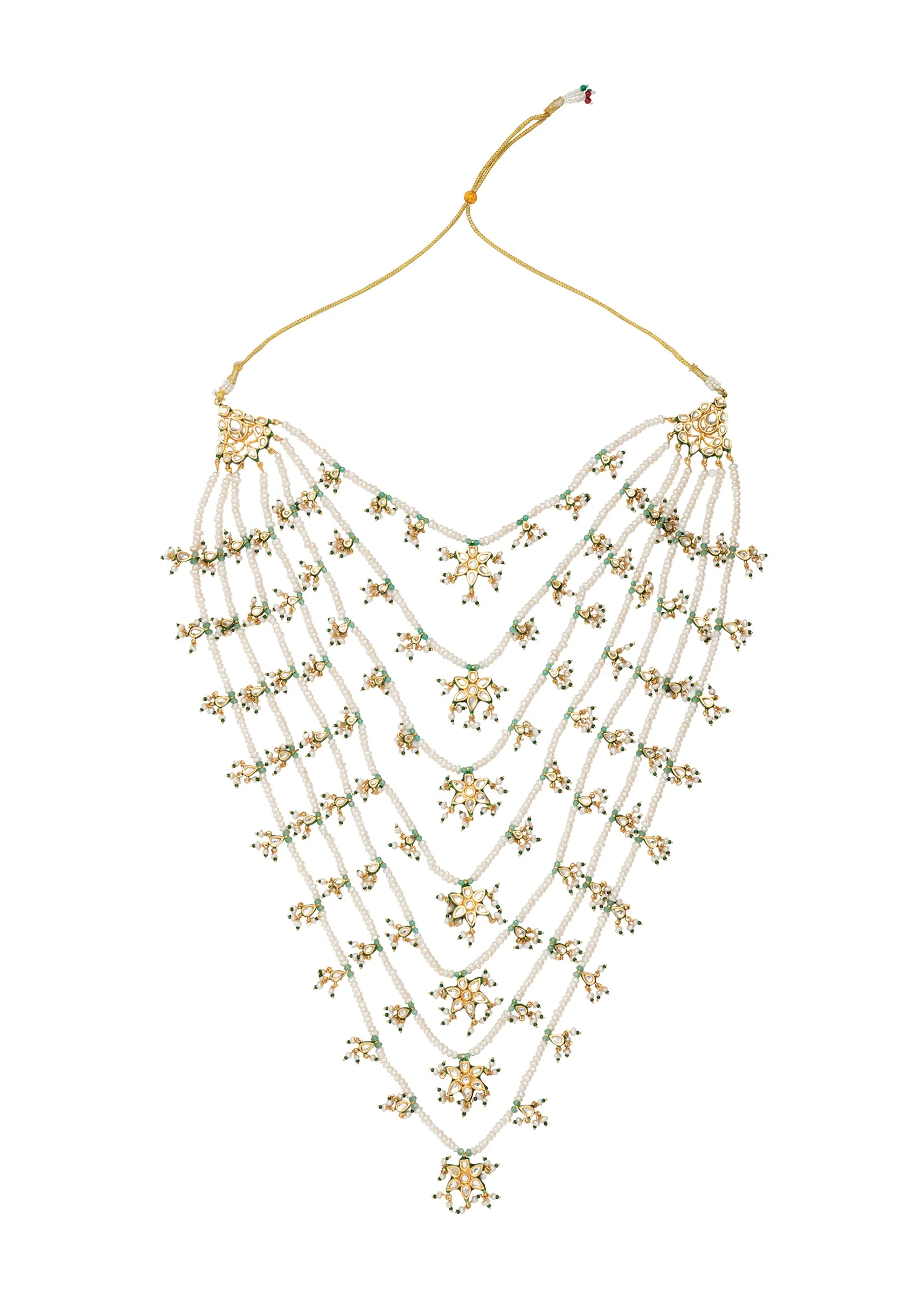 Gold Plated White Kundan Polki Necklace Set