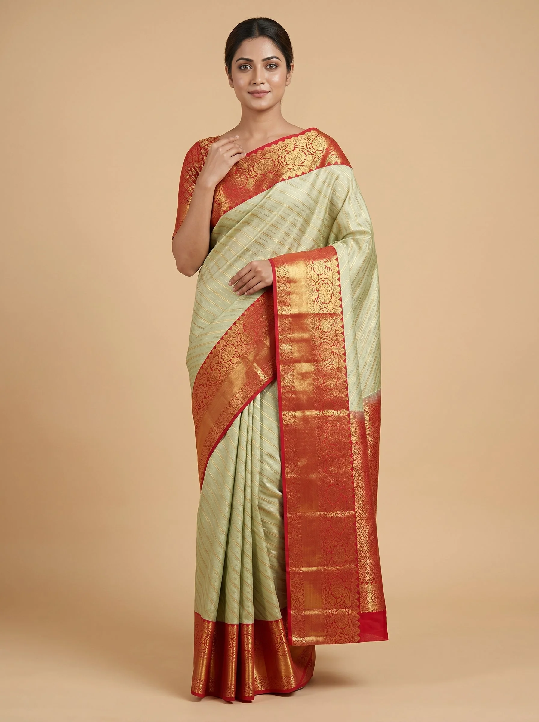 Gold Red Grand Aura Handloom Saree