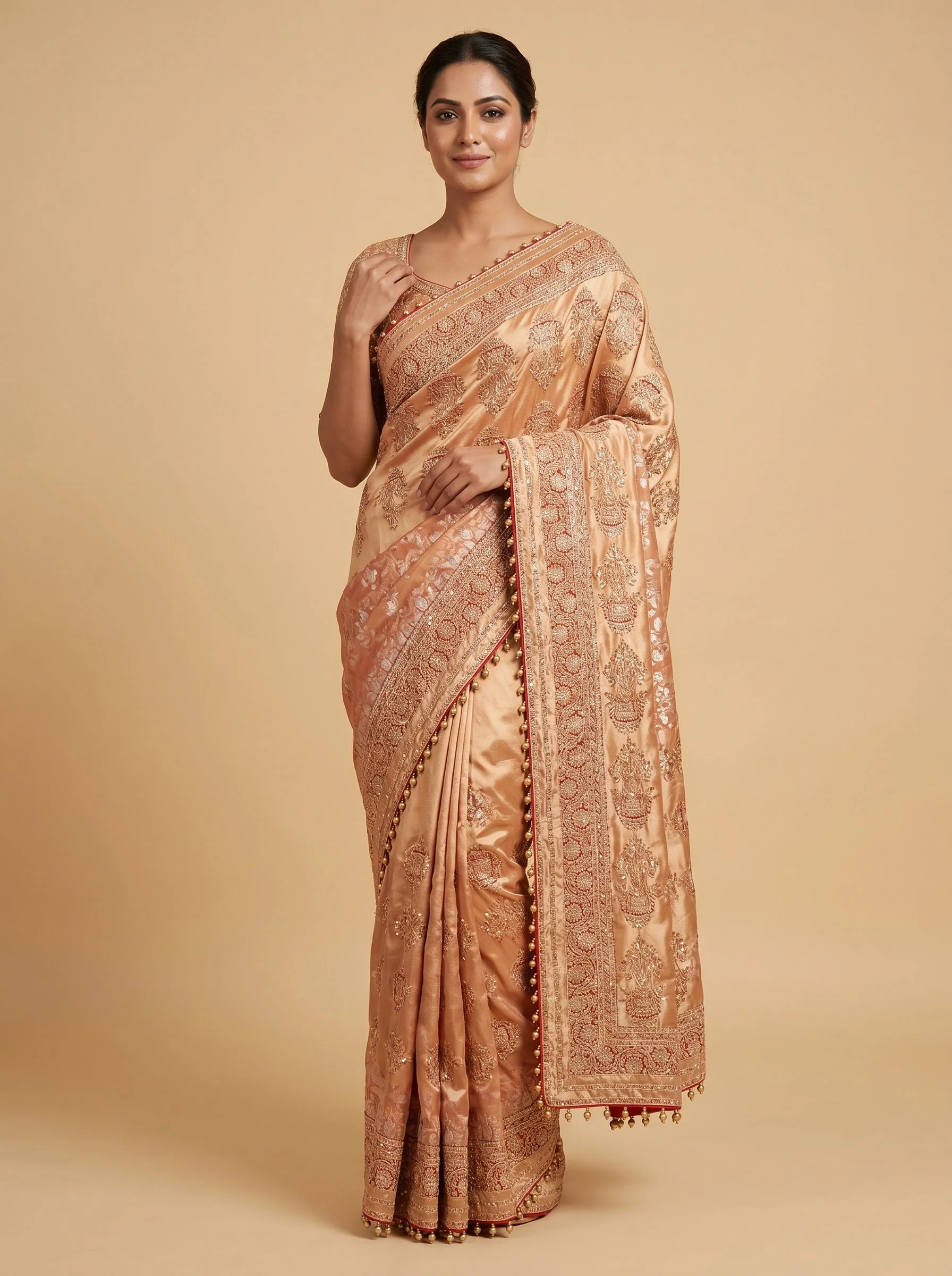 Gold Regal Fusion Embroidered Saree