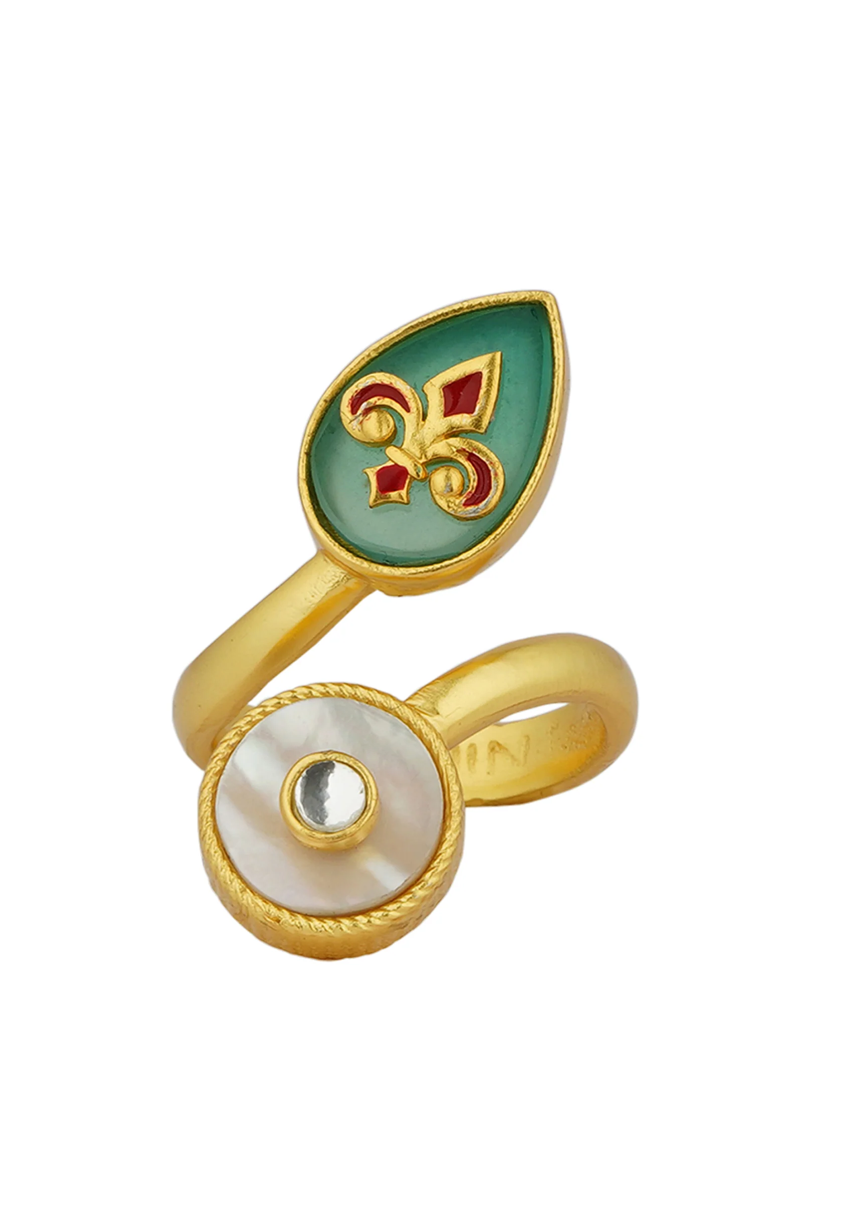 Gold Ring With Green Onyx And Zircon - Image 3