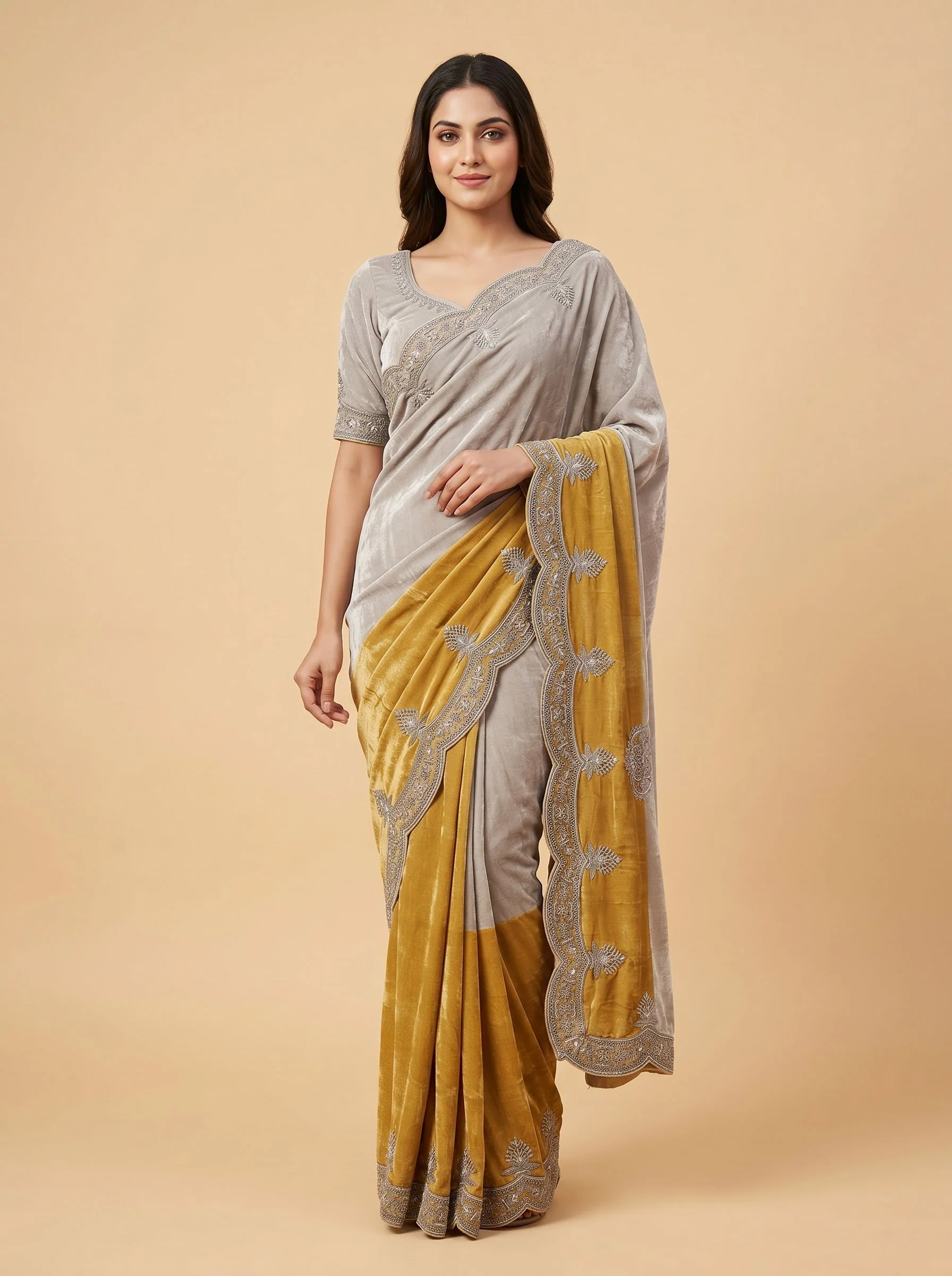 Gold Shaded Luxe Embroidered Saree