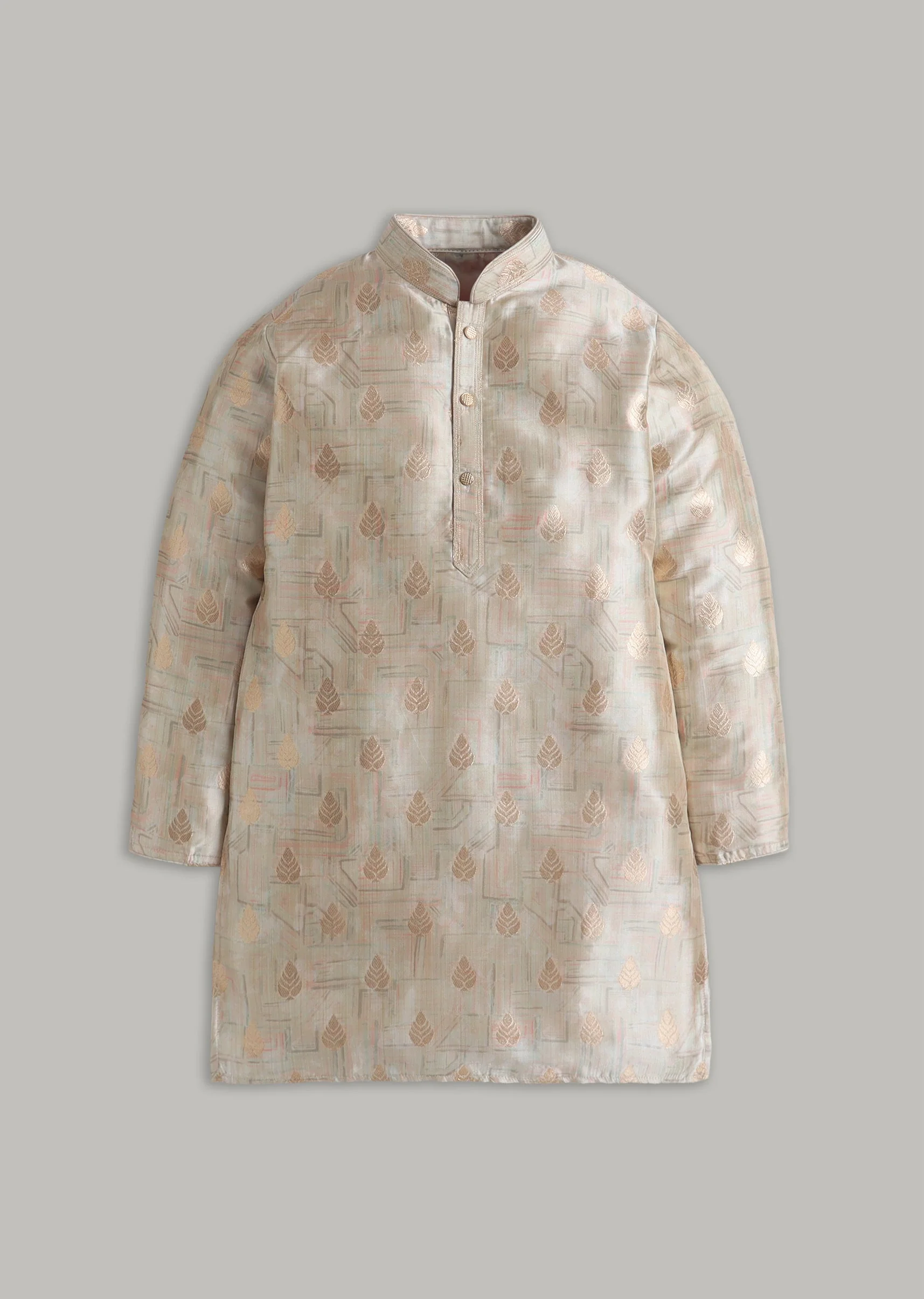 Gold Silk Zari Kurta Set - Image 2