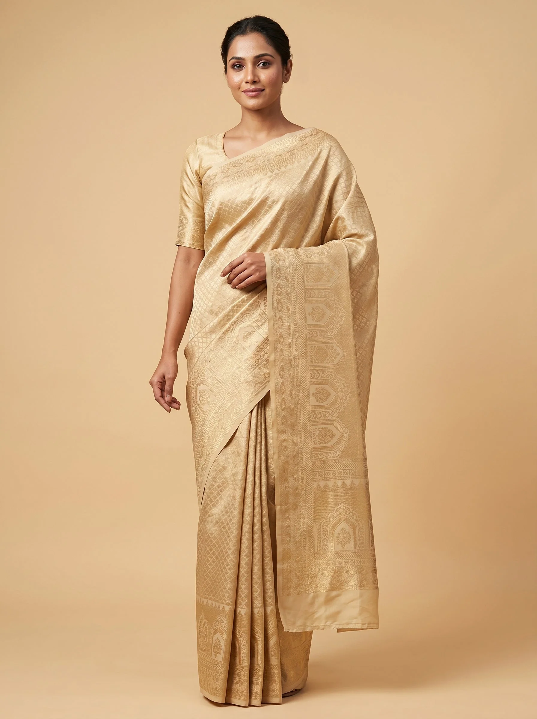 Gold Sovereign Sheen Handloom Saree