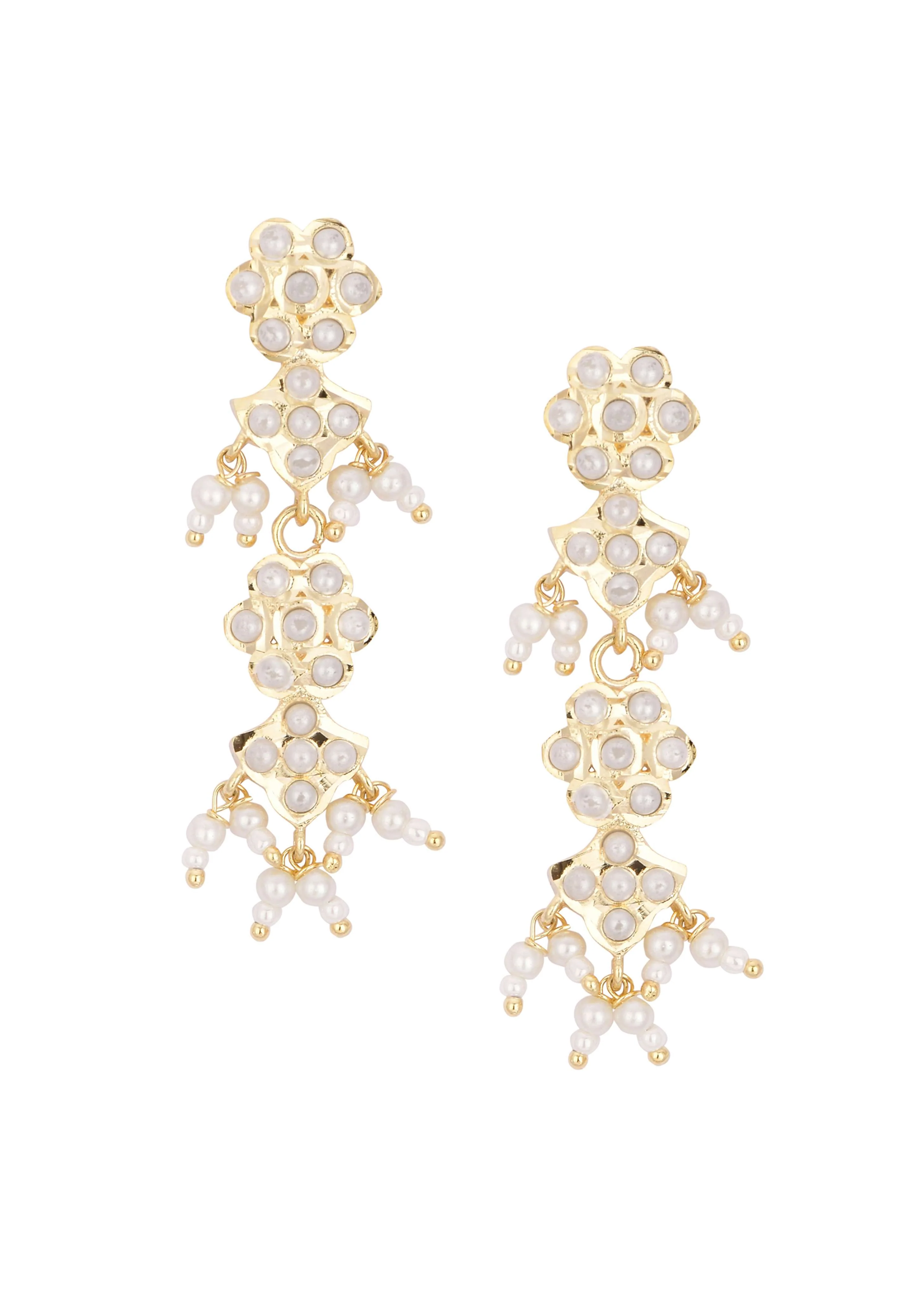 Gold Tone Kundan Choker Necklace Set With Beads