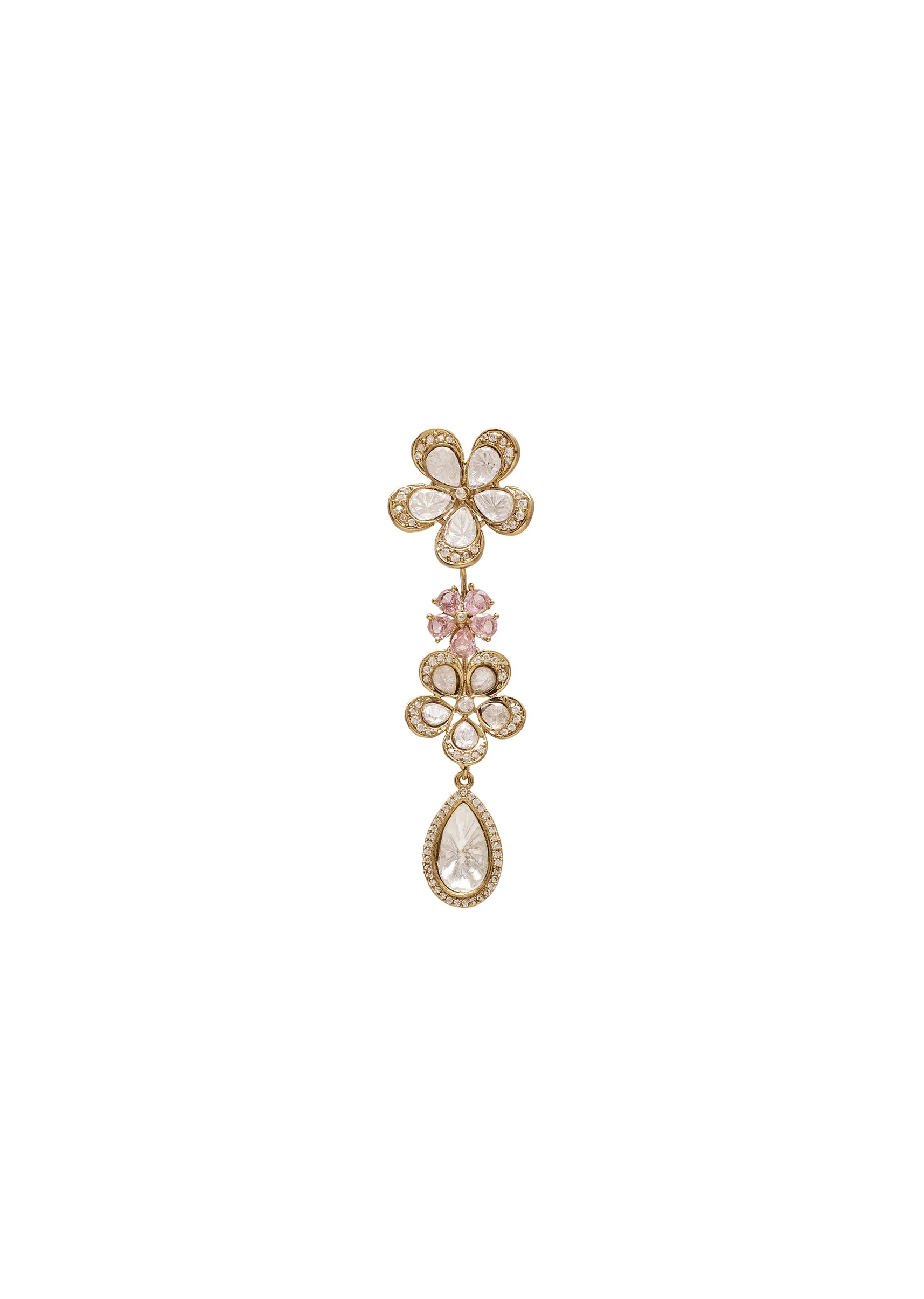 Gold Toned Kundan Polki Bridal Necklace Set - Image 5