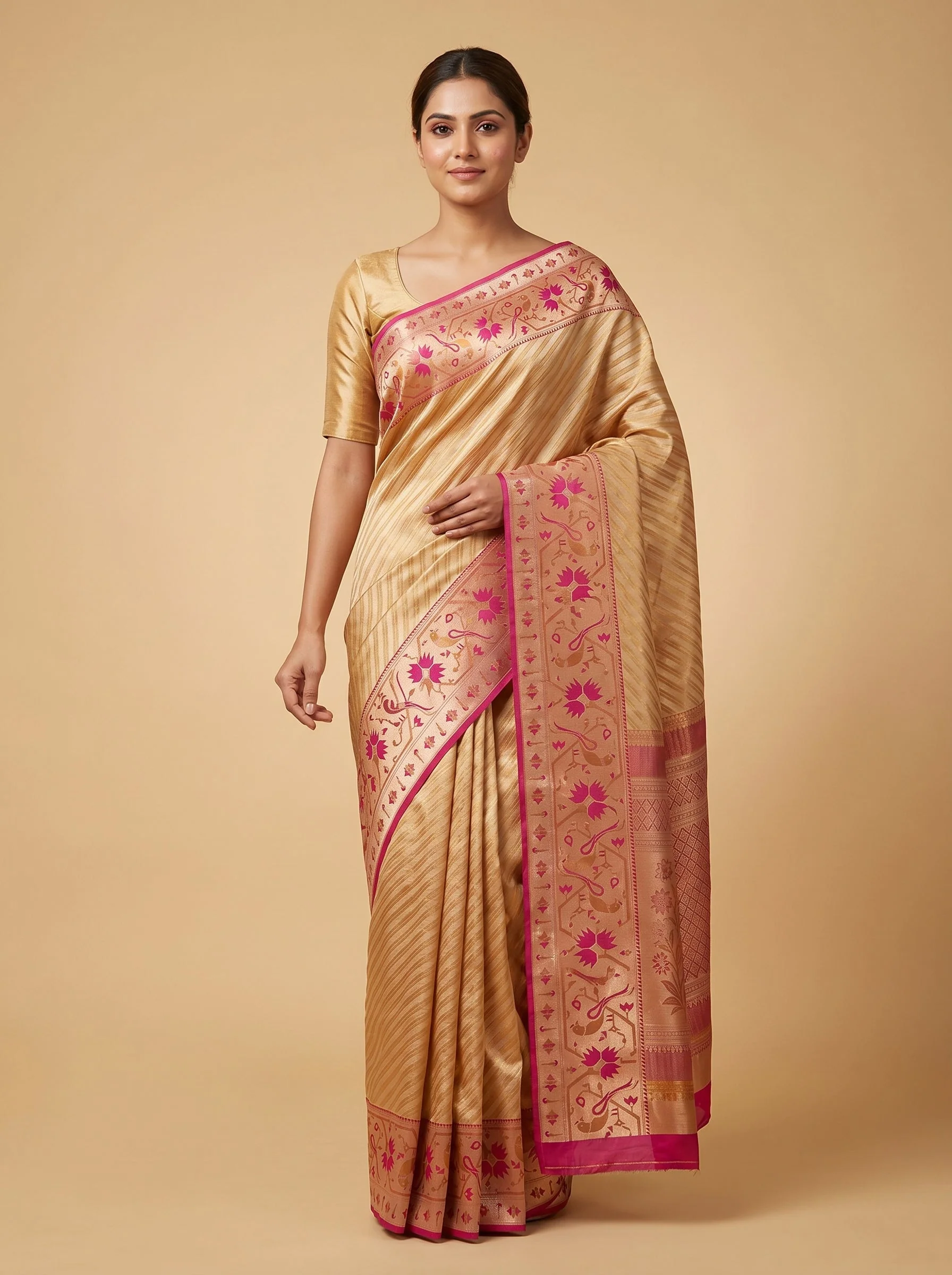 Gold Traditional Handloom Saree