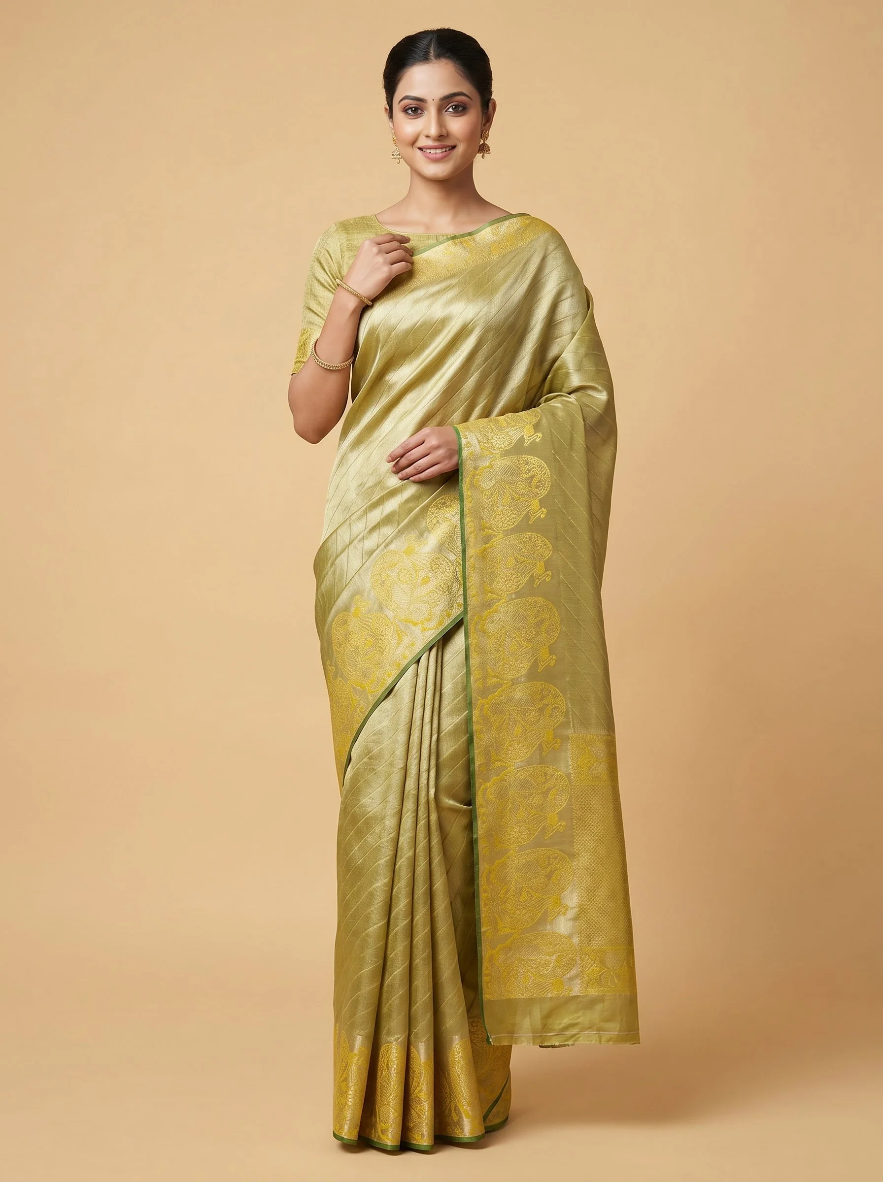 Gold Yellow Dual Tone Handloom Saree
