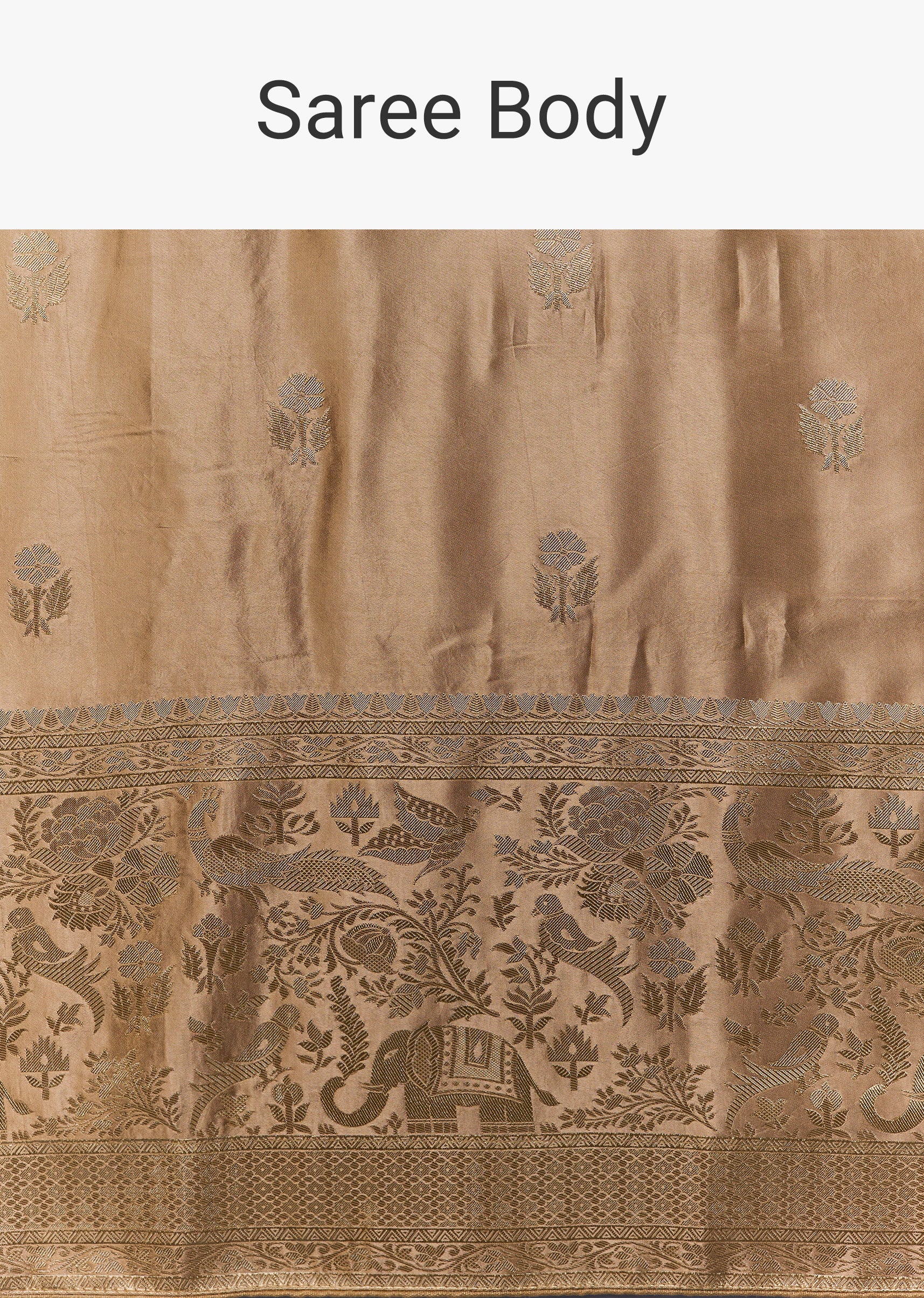 Gold Zari Weave Saree with Blouse Fabric - Image 9