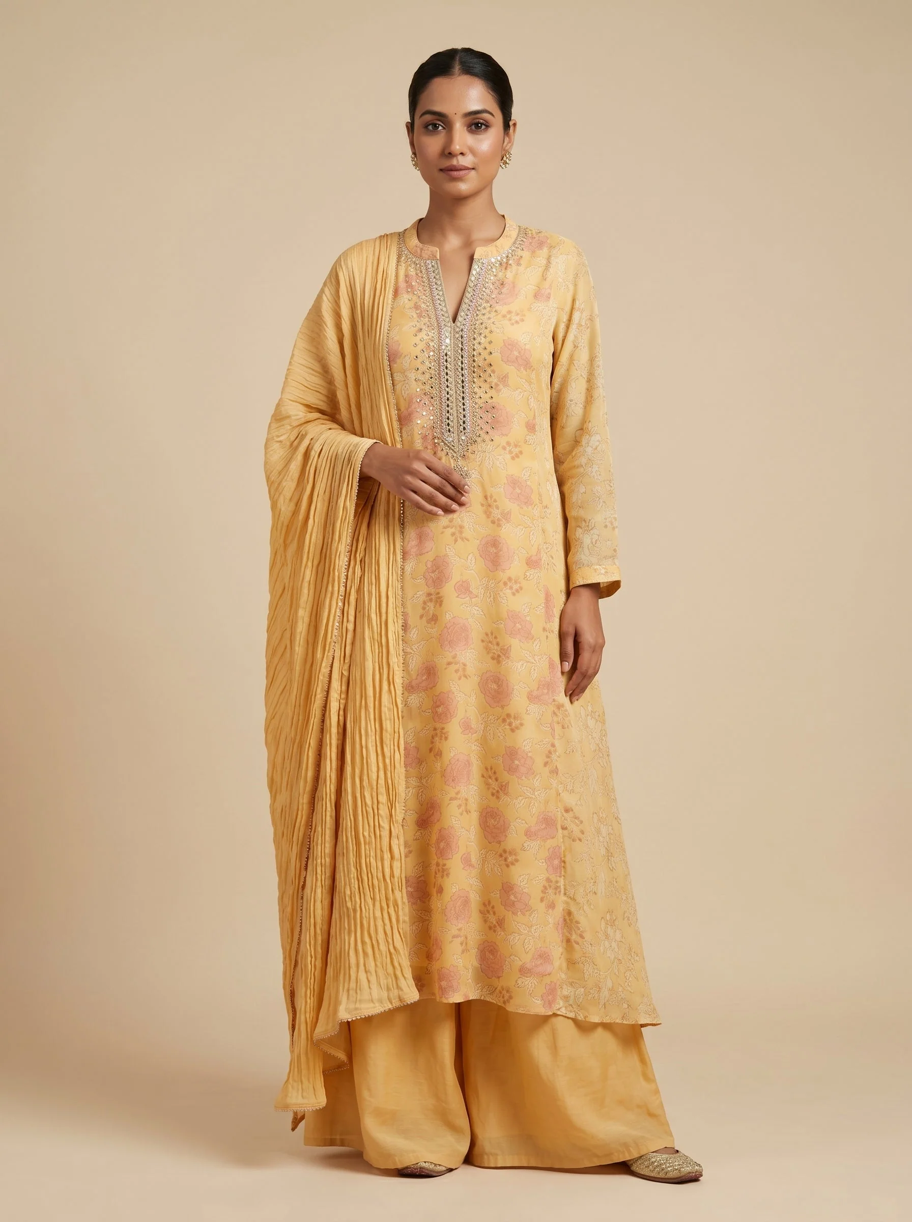 Golden Anarkali Suit