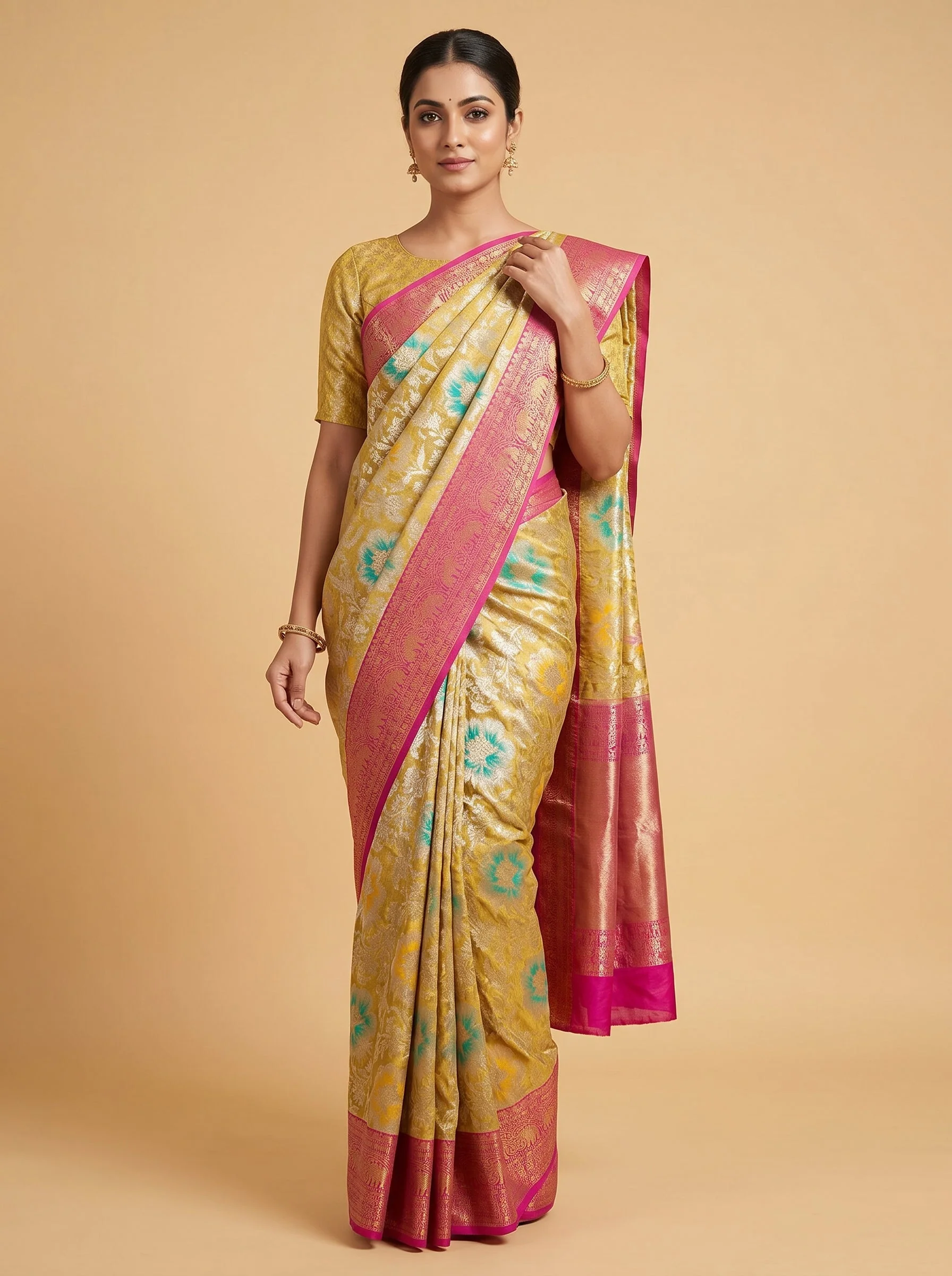 Golden Bloom Saree