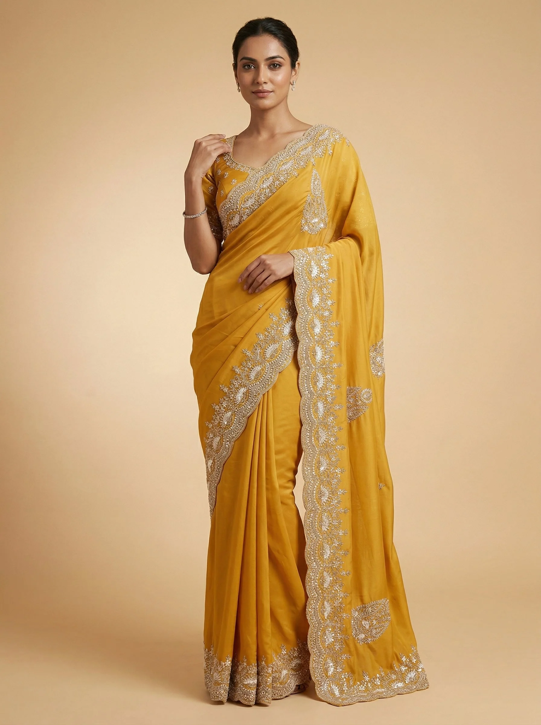 Golden Mustard Festive Saree
