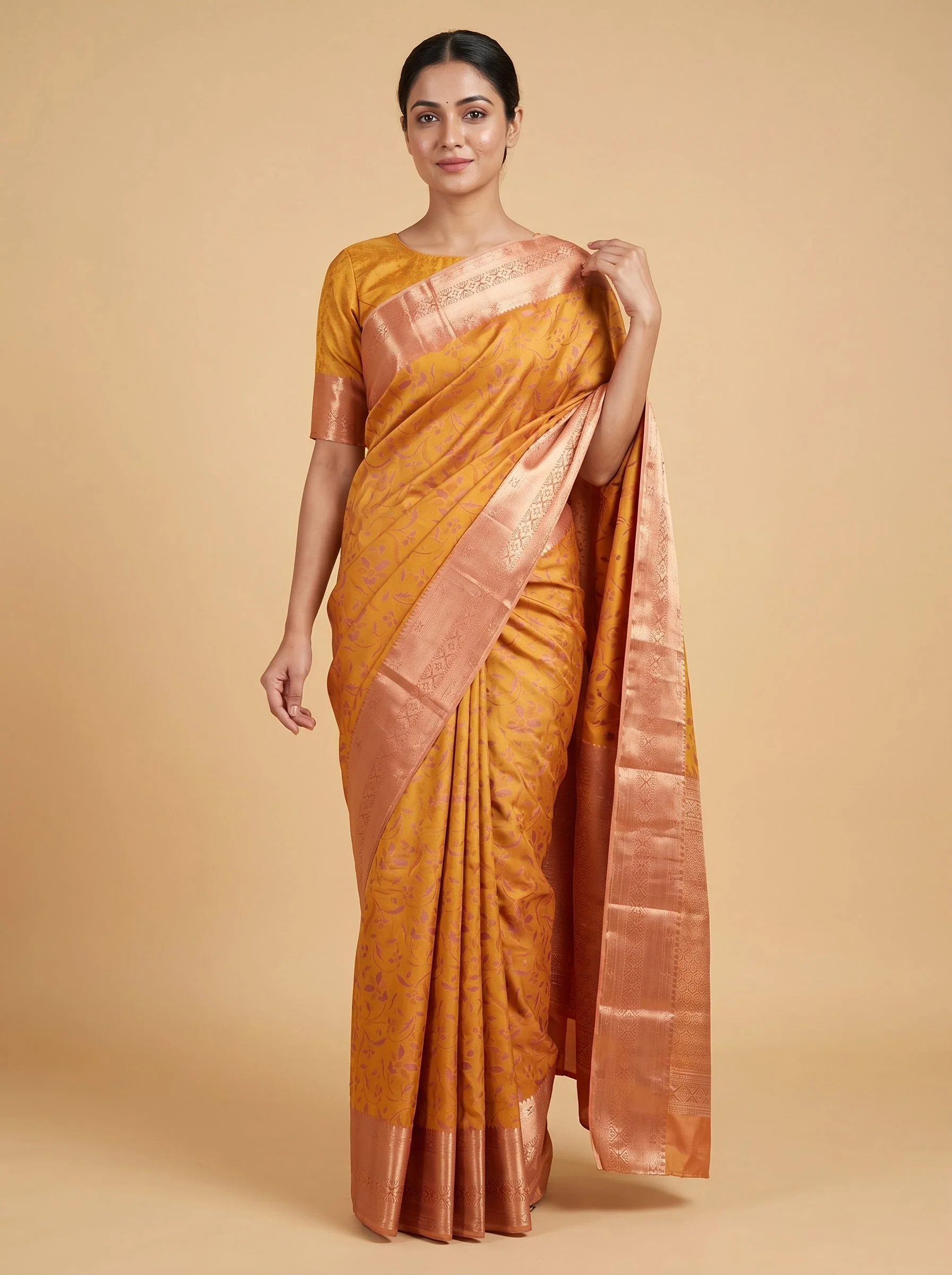Golden Mustard Glow Saree