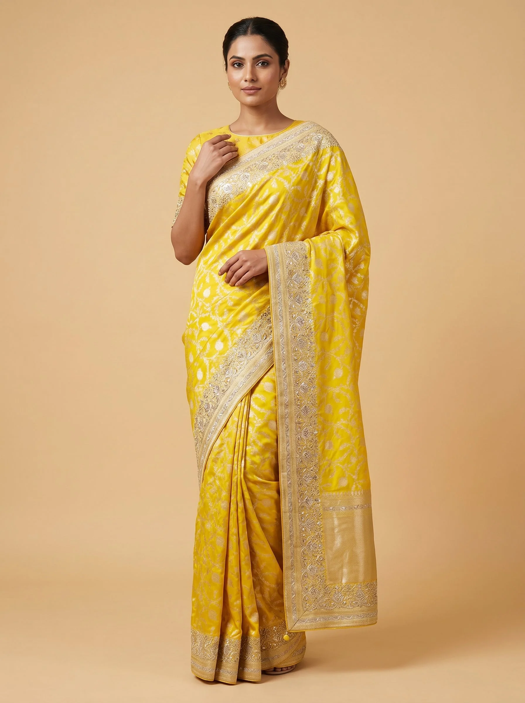 Golden Sun Embroidered Saree
