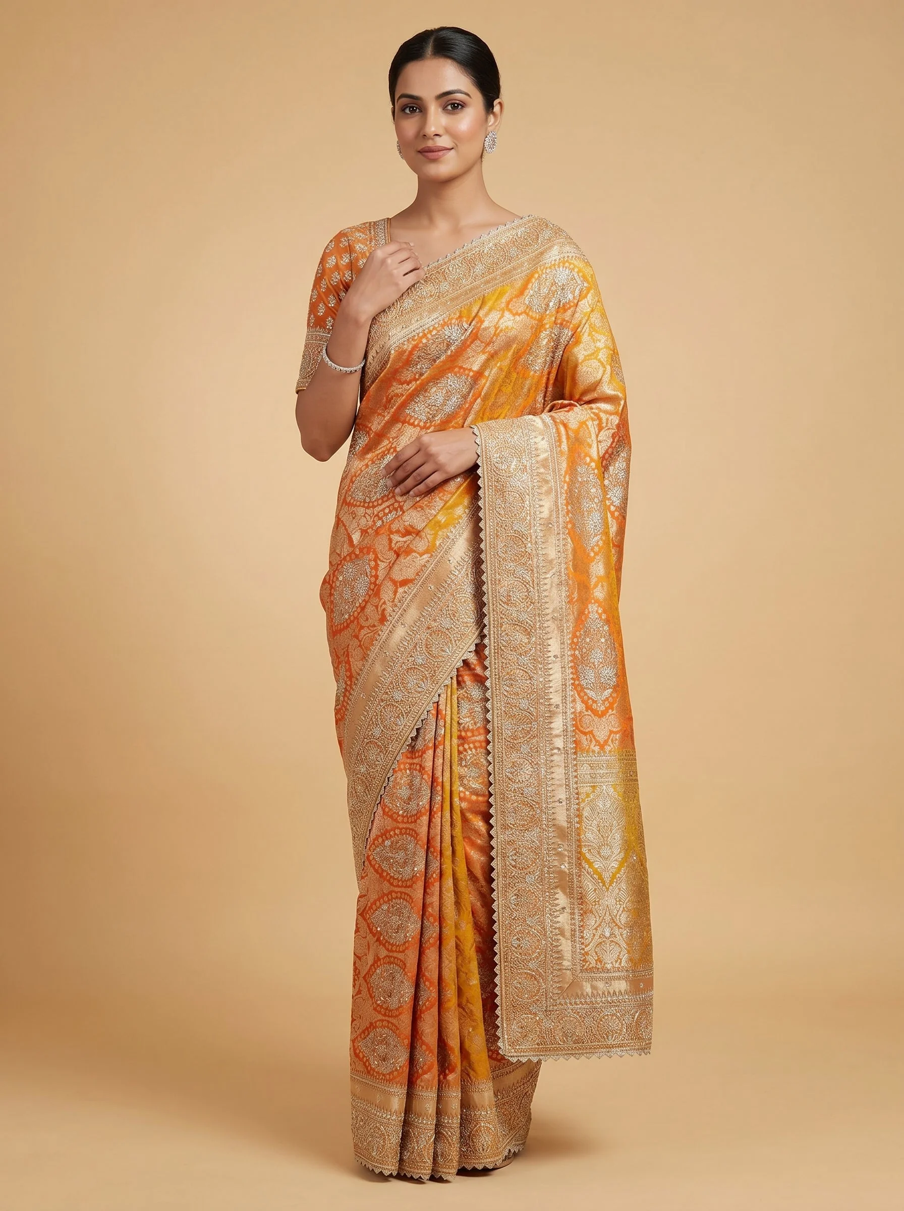Golden Weave Gold Embroidered Saree