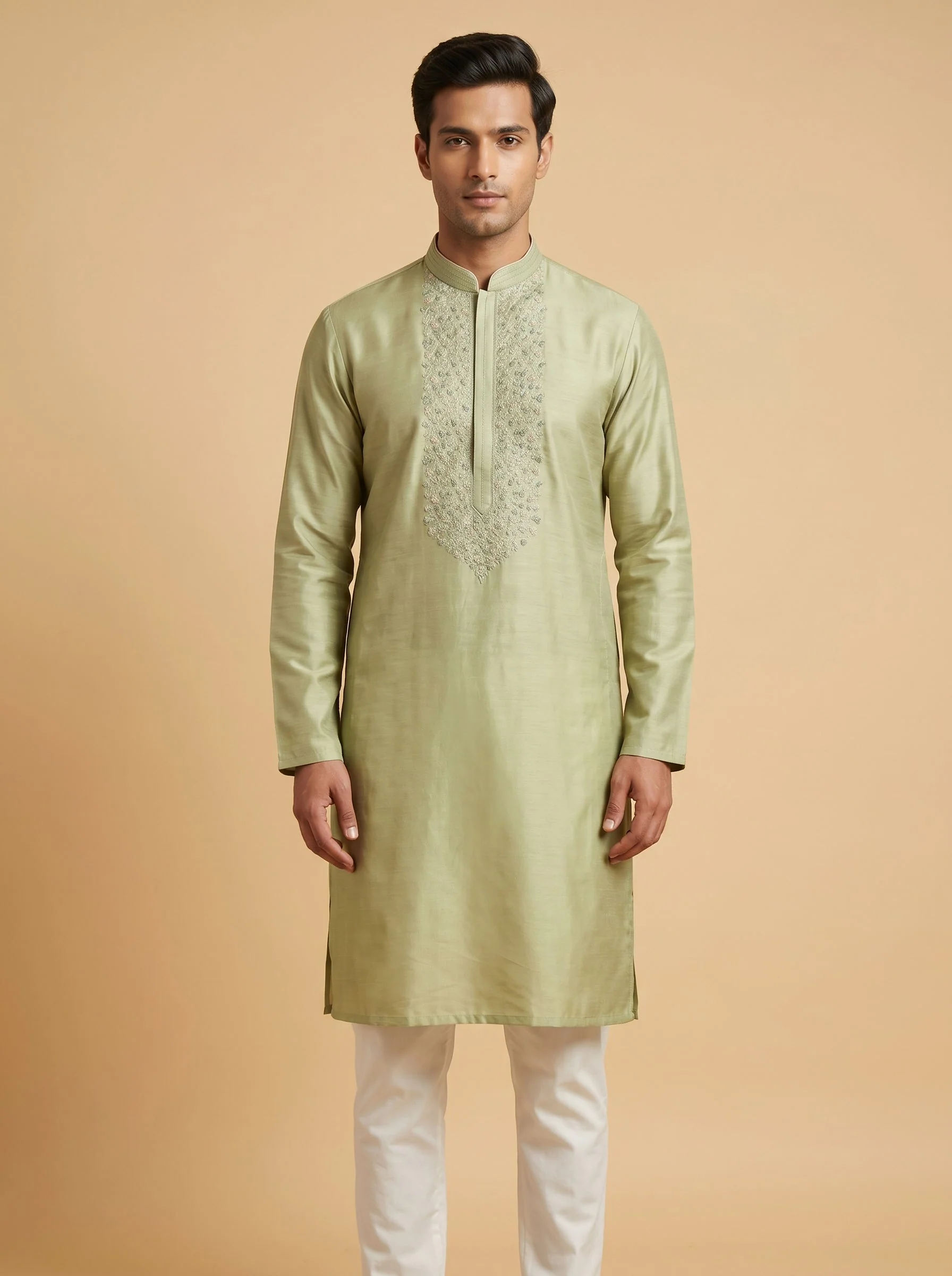 Graceful Sage Green Straight Kurta Ensemble