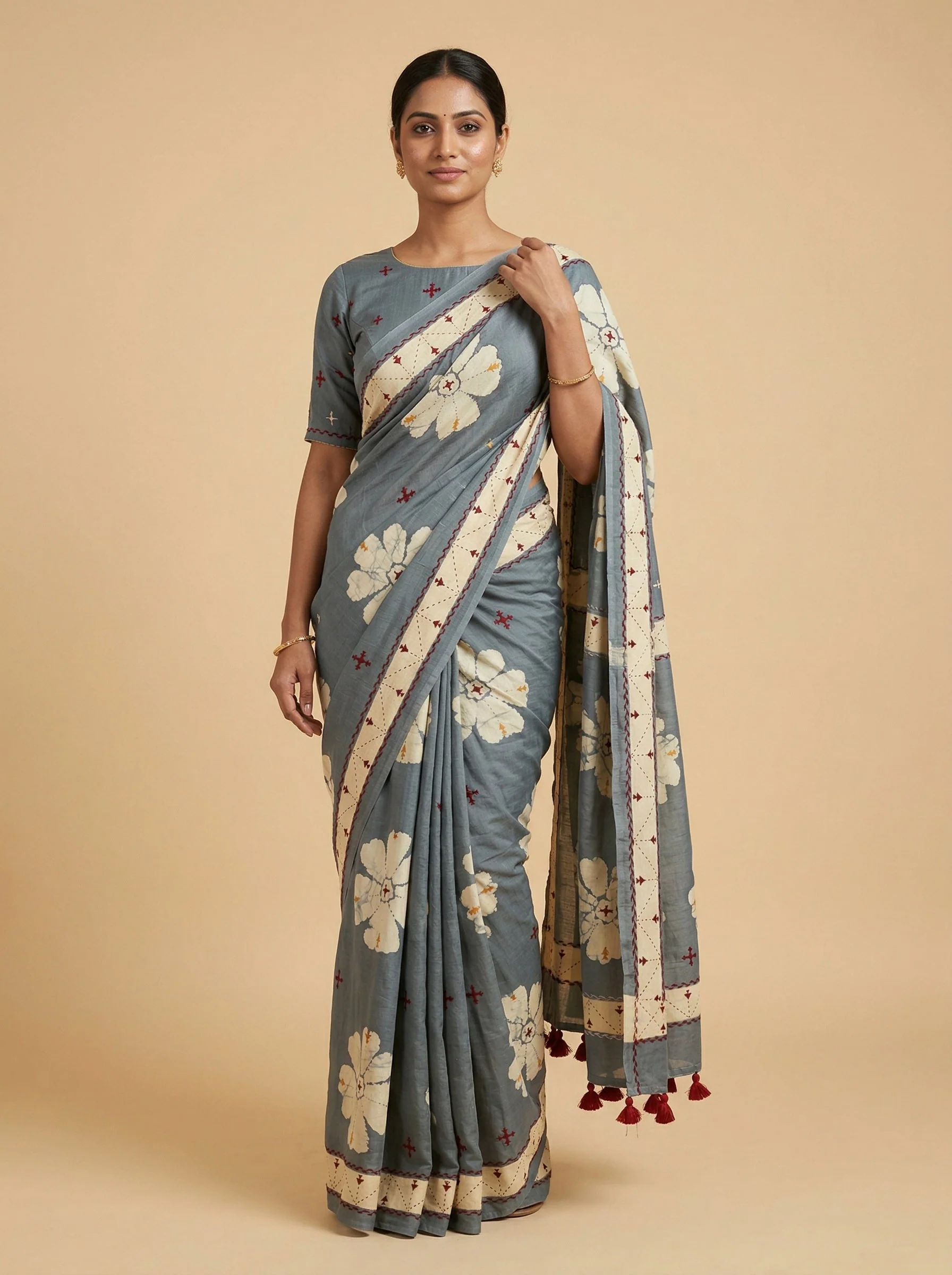 Granite Grey Embroidered Saree